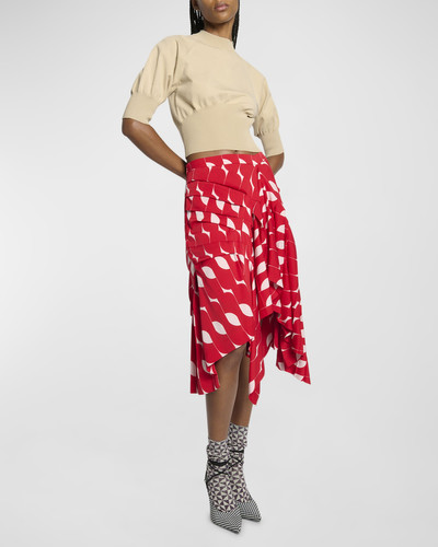Dries Van Noten Shy Pleated Draped Handkerchief Midi Skirt outlook