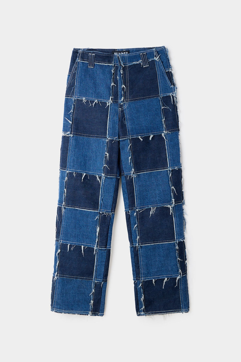 PATCHWORK STRAIGHT PANTS / denim 1