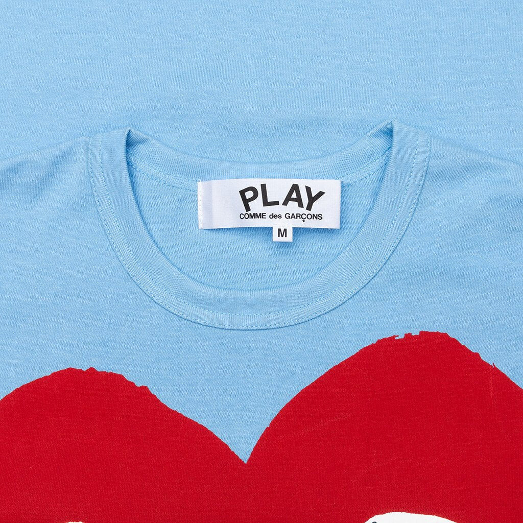 COMME DES GARCONS PLAY PASTELLE WOMEN'S RED LOGO T-SHIRT - BLUE - 4