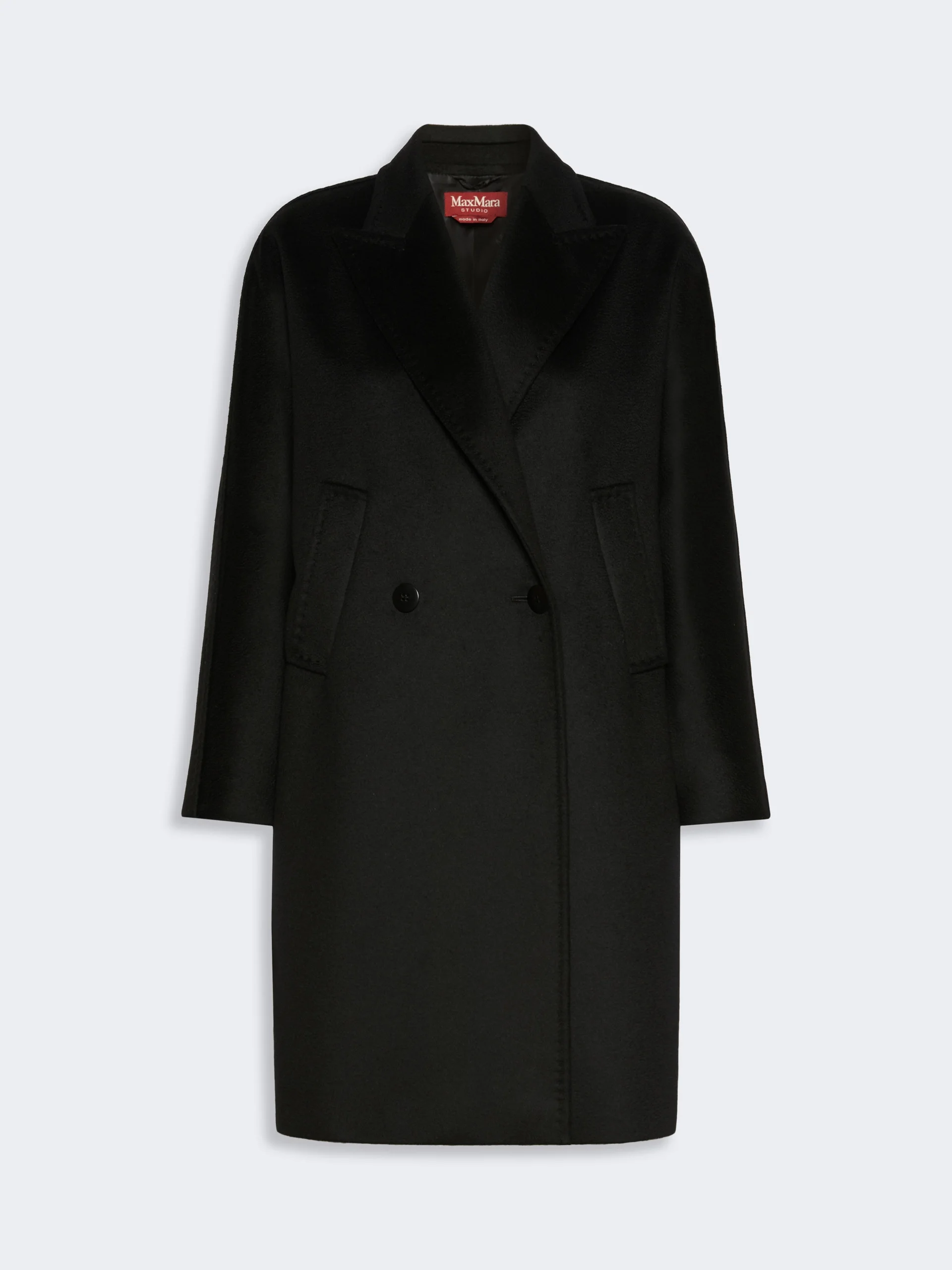 MASTRO Double-breasted wool broadcloth coat - BLACK - 1