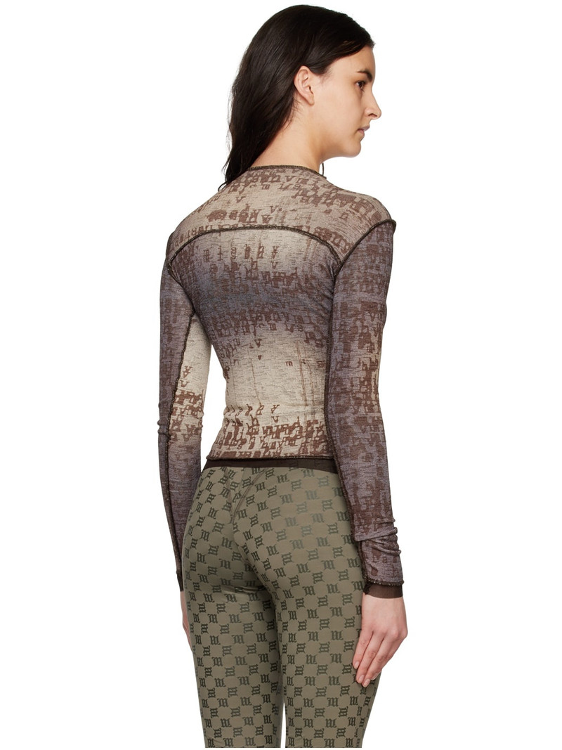 Brown Typewriter Pierced Long Sleeve T-Shirt 3