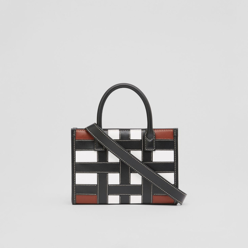 Check Intarsia Leather Mini Tote 10