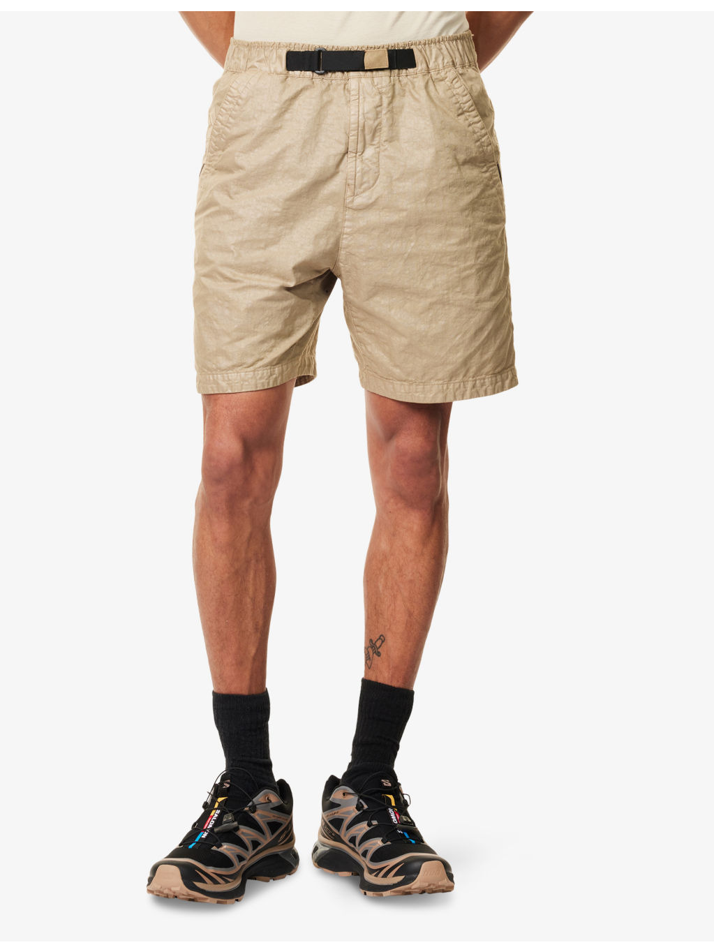 Belted Compass-Patch Shell Shorts - 3