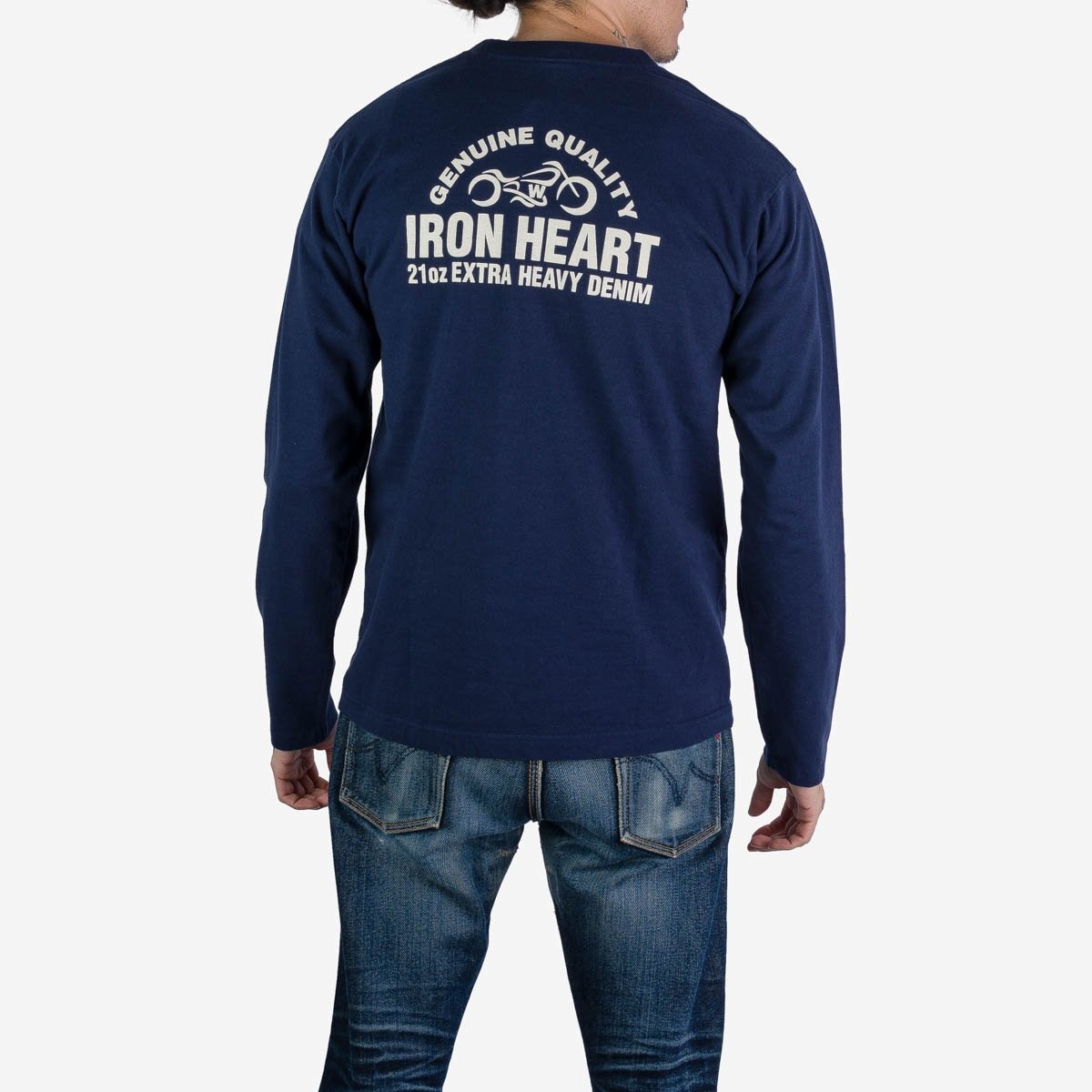 IHTL-2302-NAV 7.5oz Printed Loopwheel Crew Neck Long Sleeved T-Shirt - Navy - 3