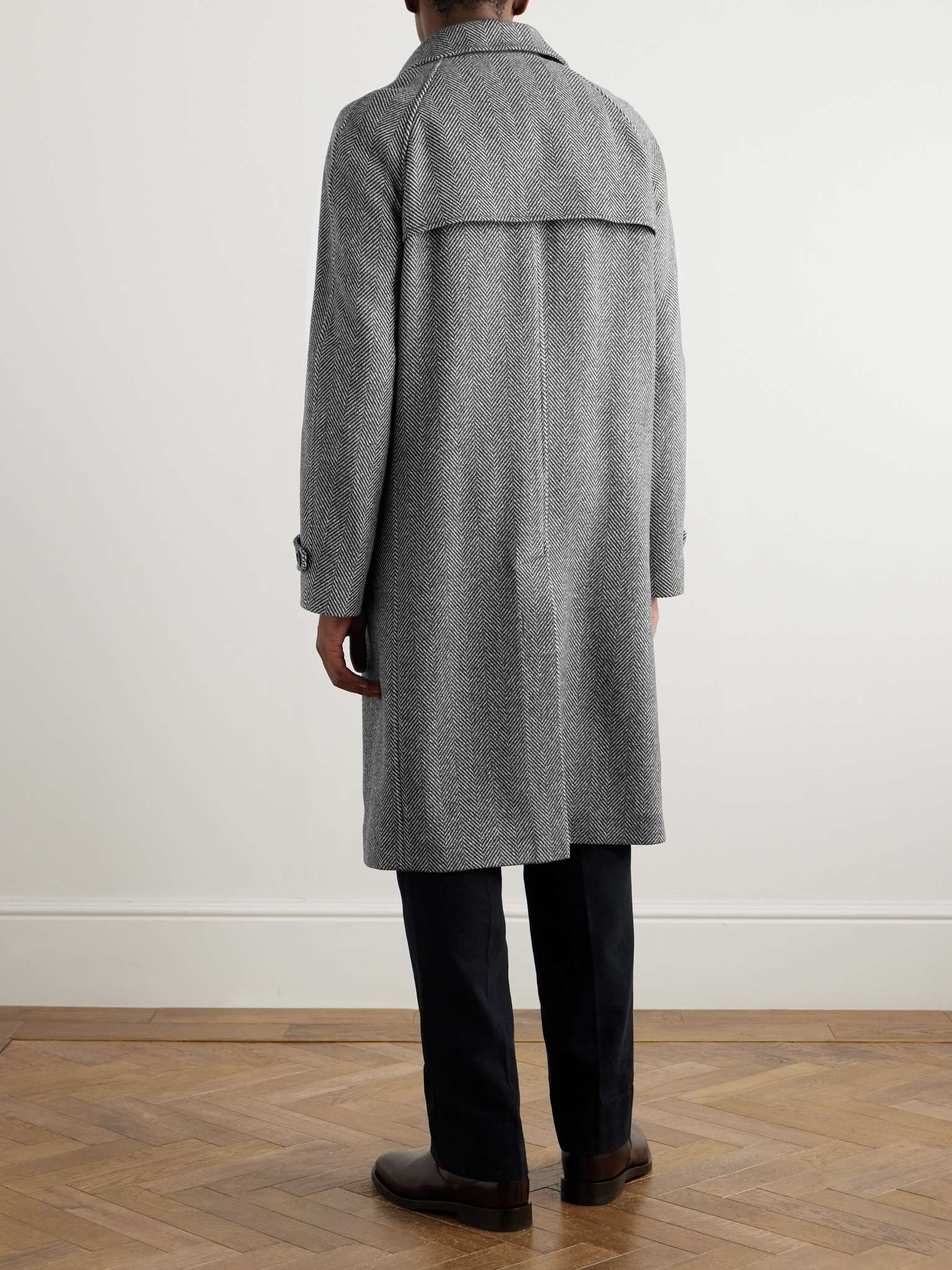 Herringbone Wool, Silk and Cashmere-Blend Coat - 4