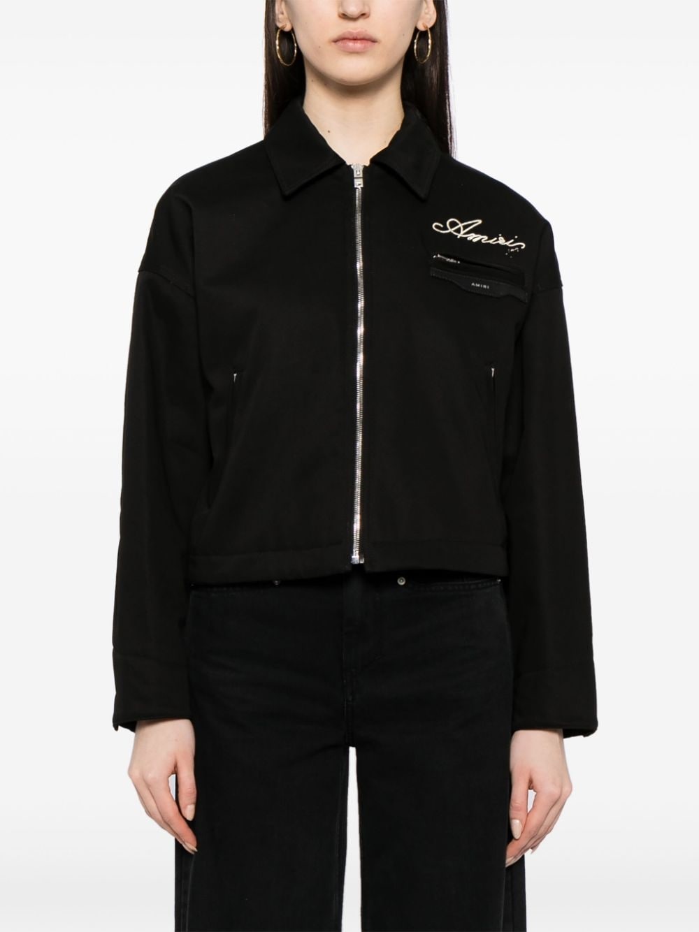 pearl embellishmet denim jacket - 3
