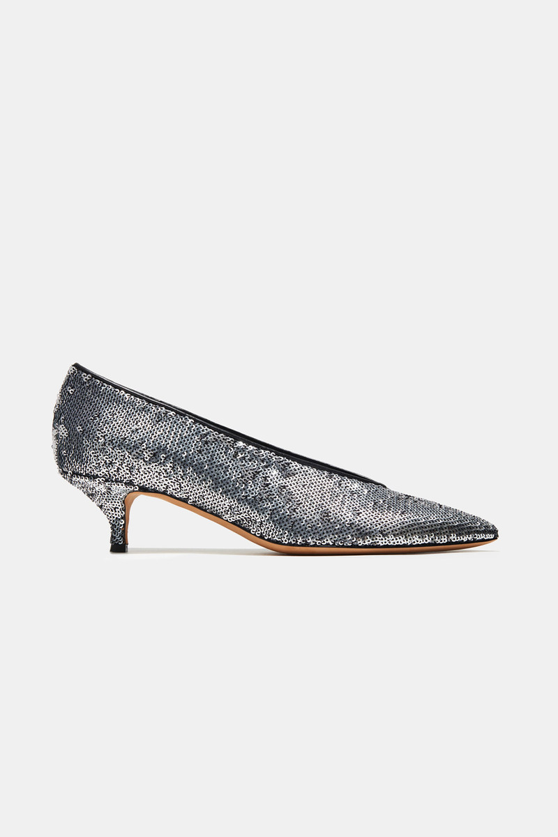 VENETO IN SILVER MATTE PAILLETTES — ARCHIVE SAMPLE; FINAL SALE 1