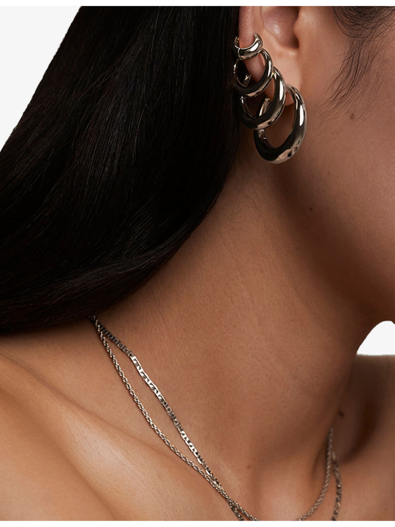 Dome XL Rhodium Plated Sterling-Silver Hoop Earrings 5