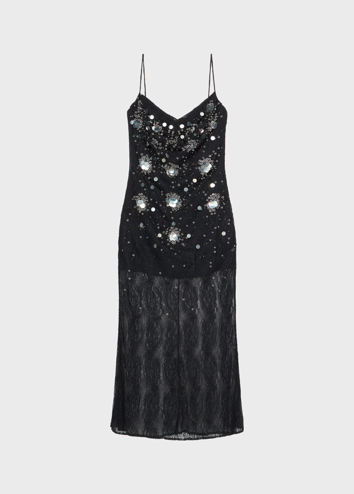 LONG DRESS IN LACE WITH EMBROIDERY - 1