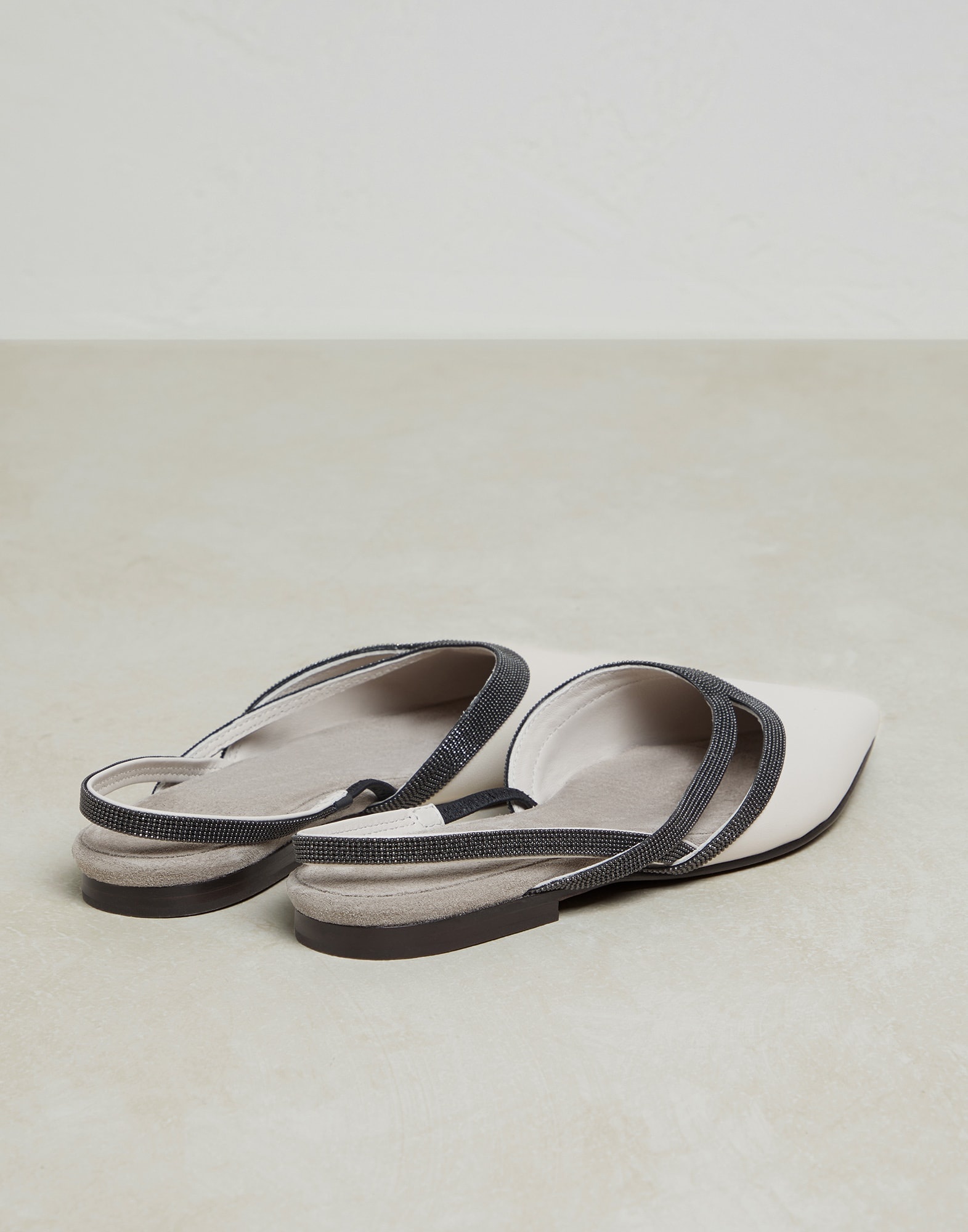 Nappa leather slingback flats with precious straps - 3