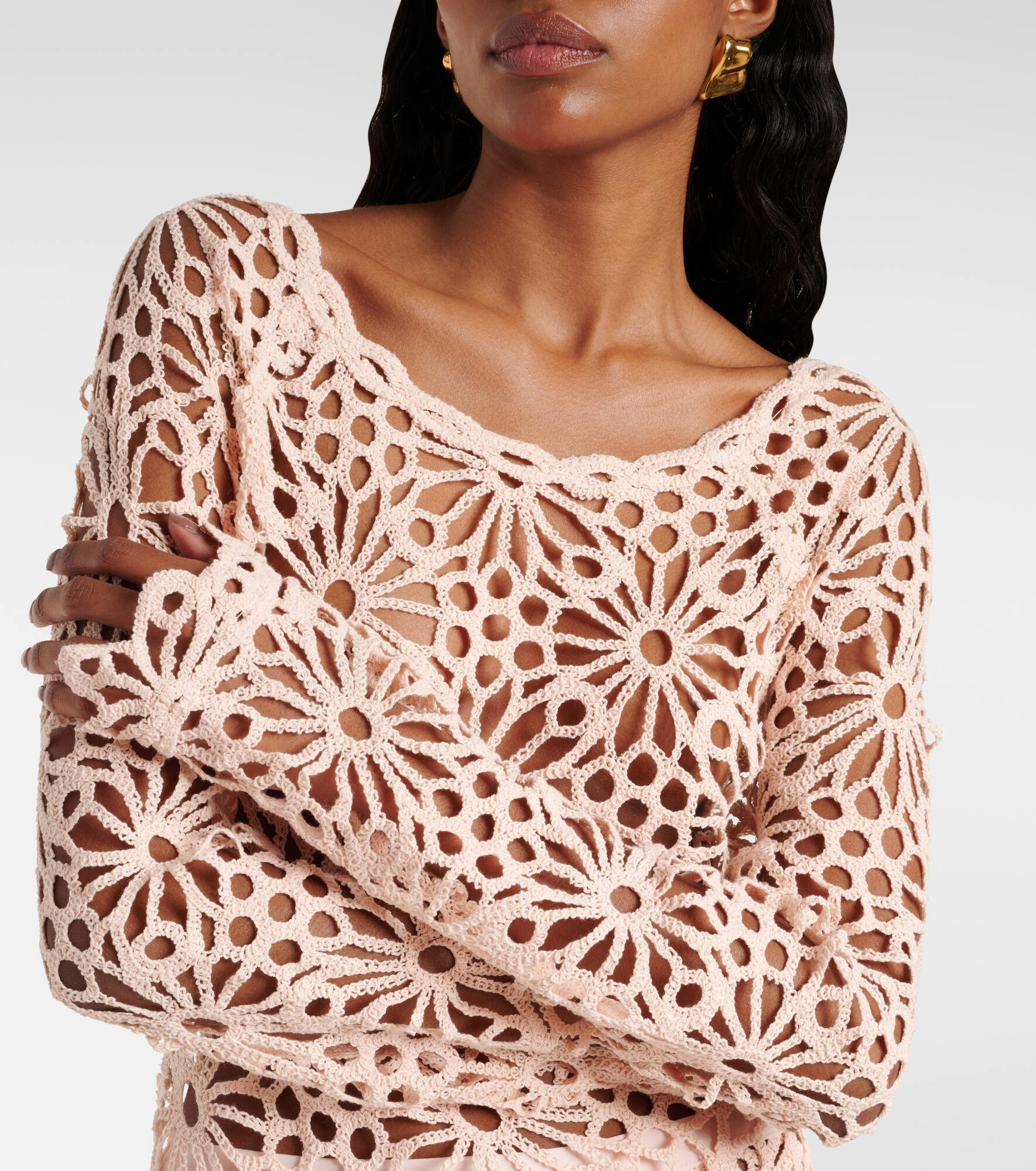 Crochet cotton-blend top - 4