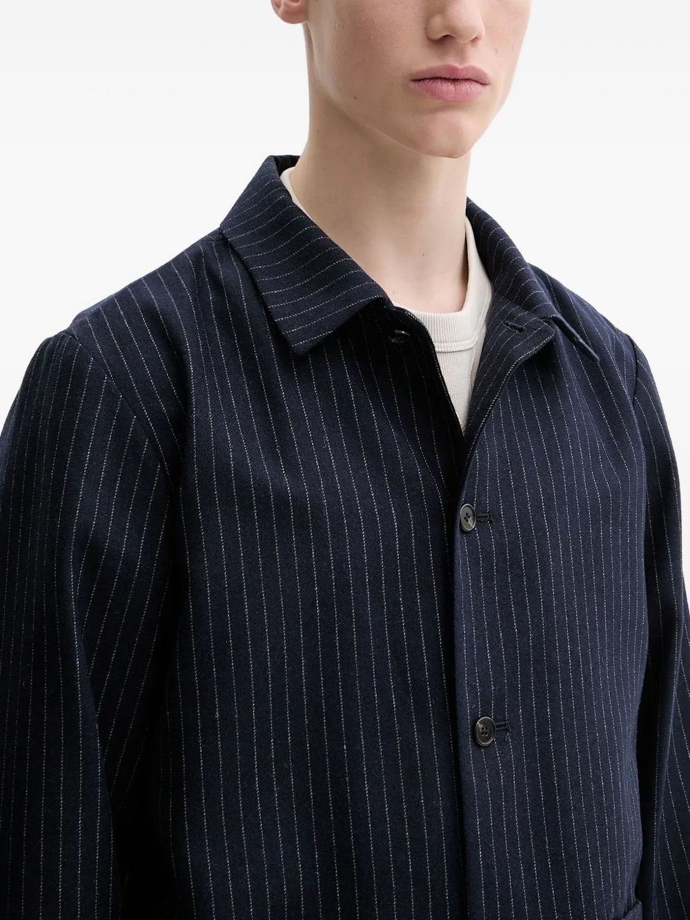 pinstripe wool-blend jacket - 3