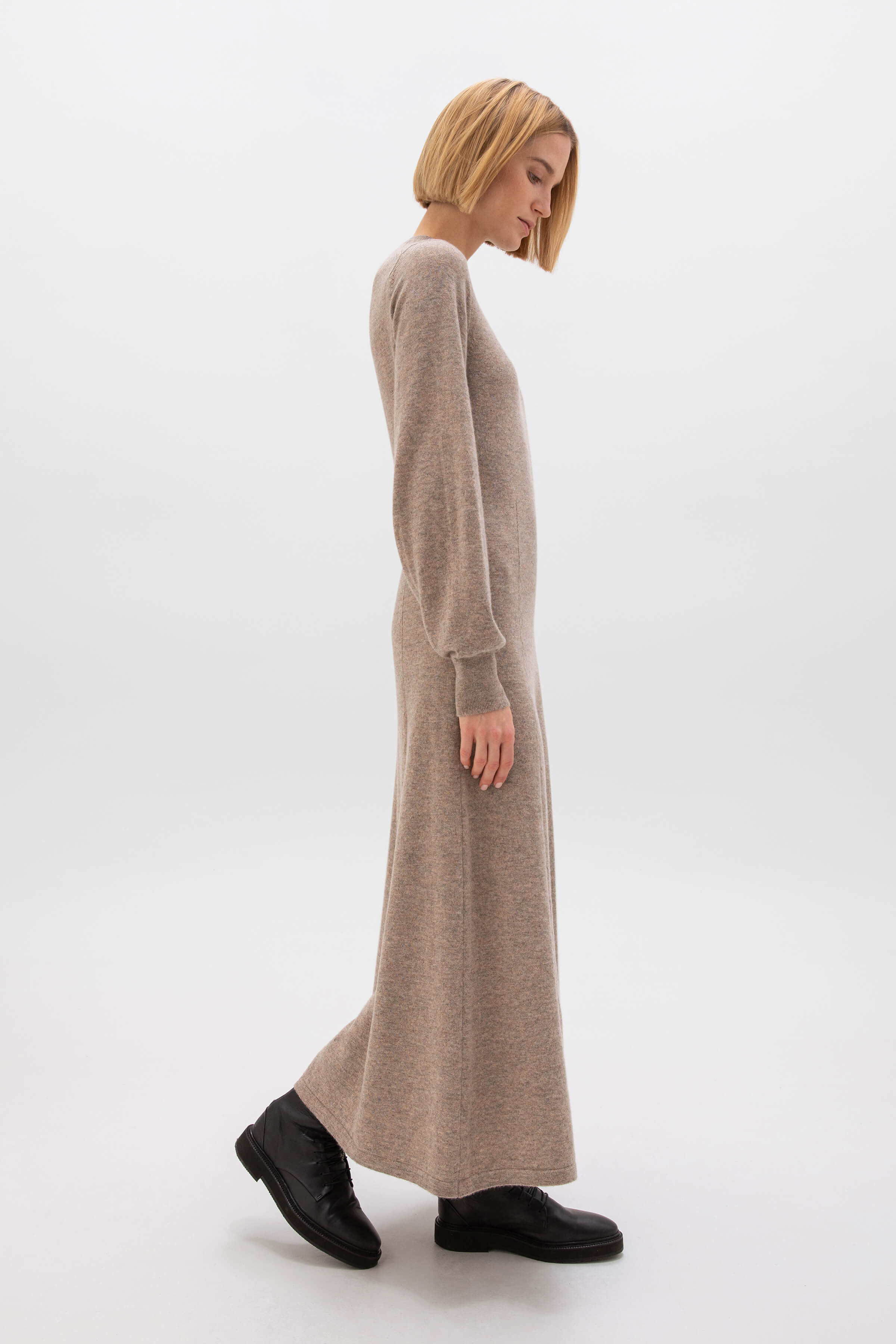 Fit & Flare Brown Cashmere Dress - 2
