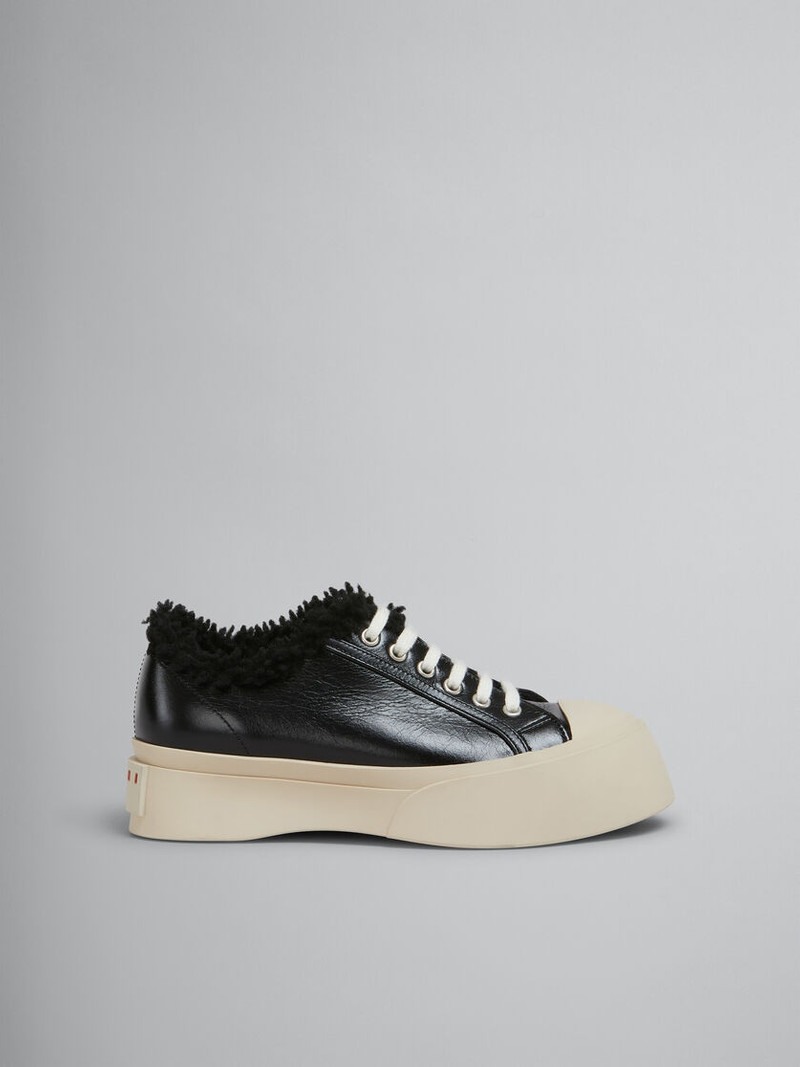 BLACK LEATHER AND SHEARLING PABLO SNEAKER 1