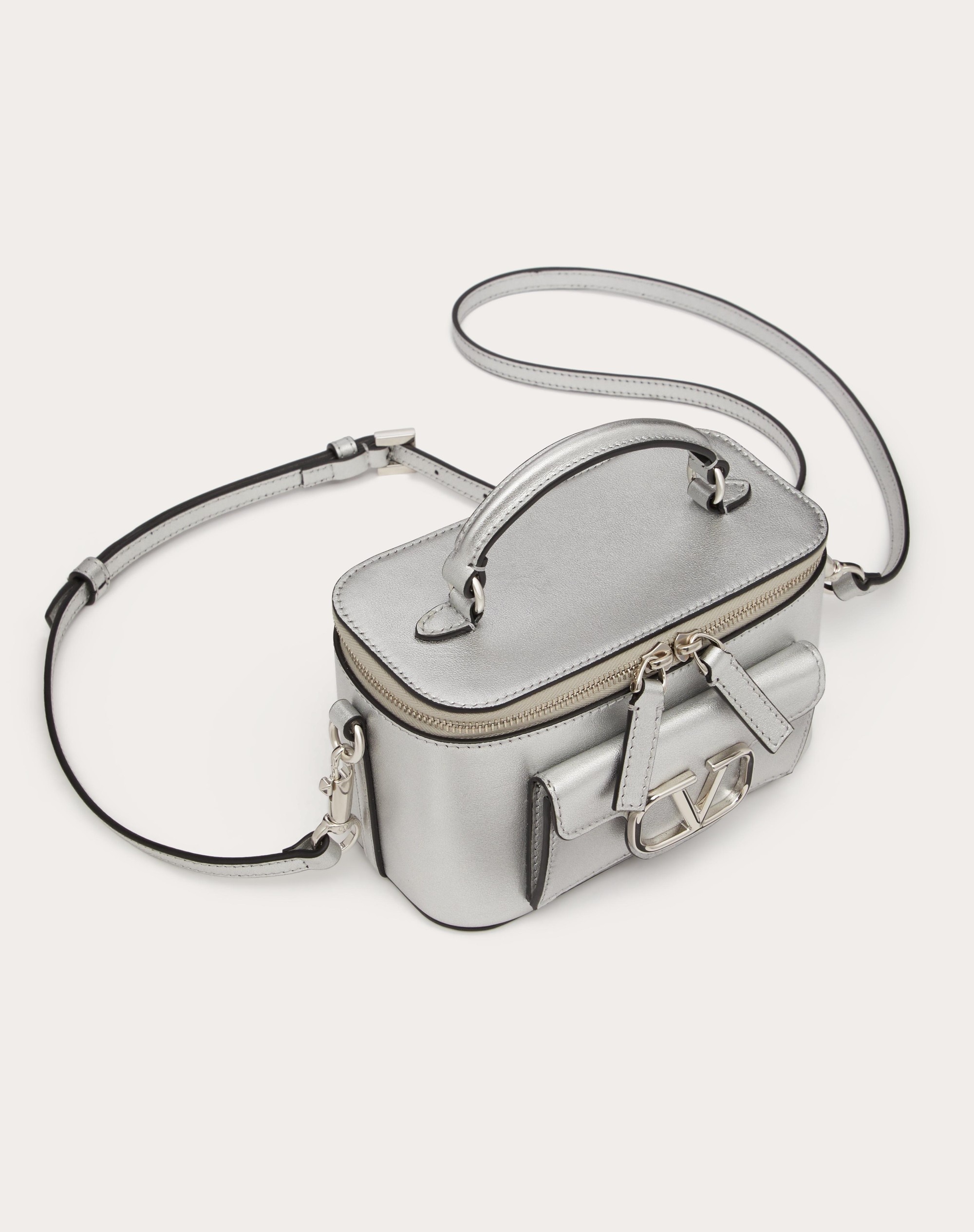 MINI VALENTINO GARAVANI LOCÒ HANDBAG IN METALLIC CALFSKIN - 6