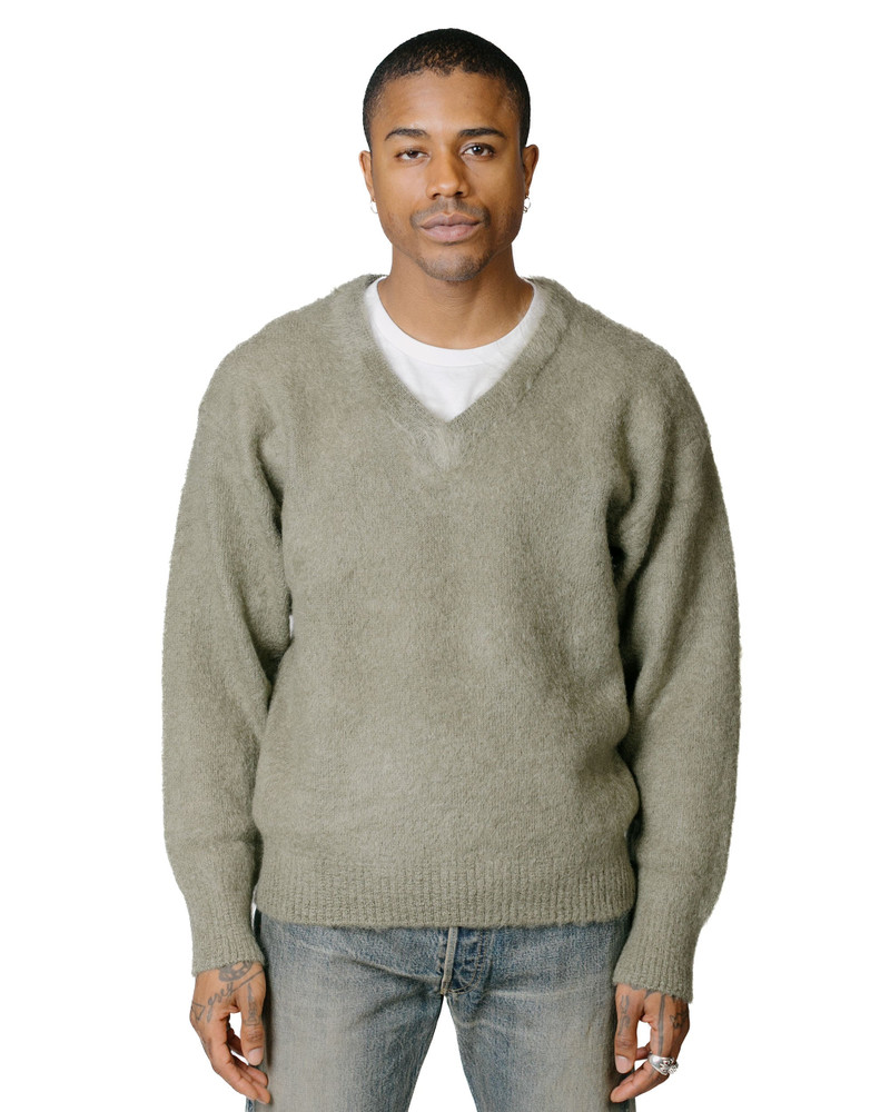 The Real McCoys MC23109 JM Mohair V-Neck Sweater Mint outlook