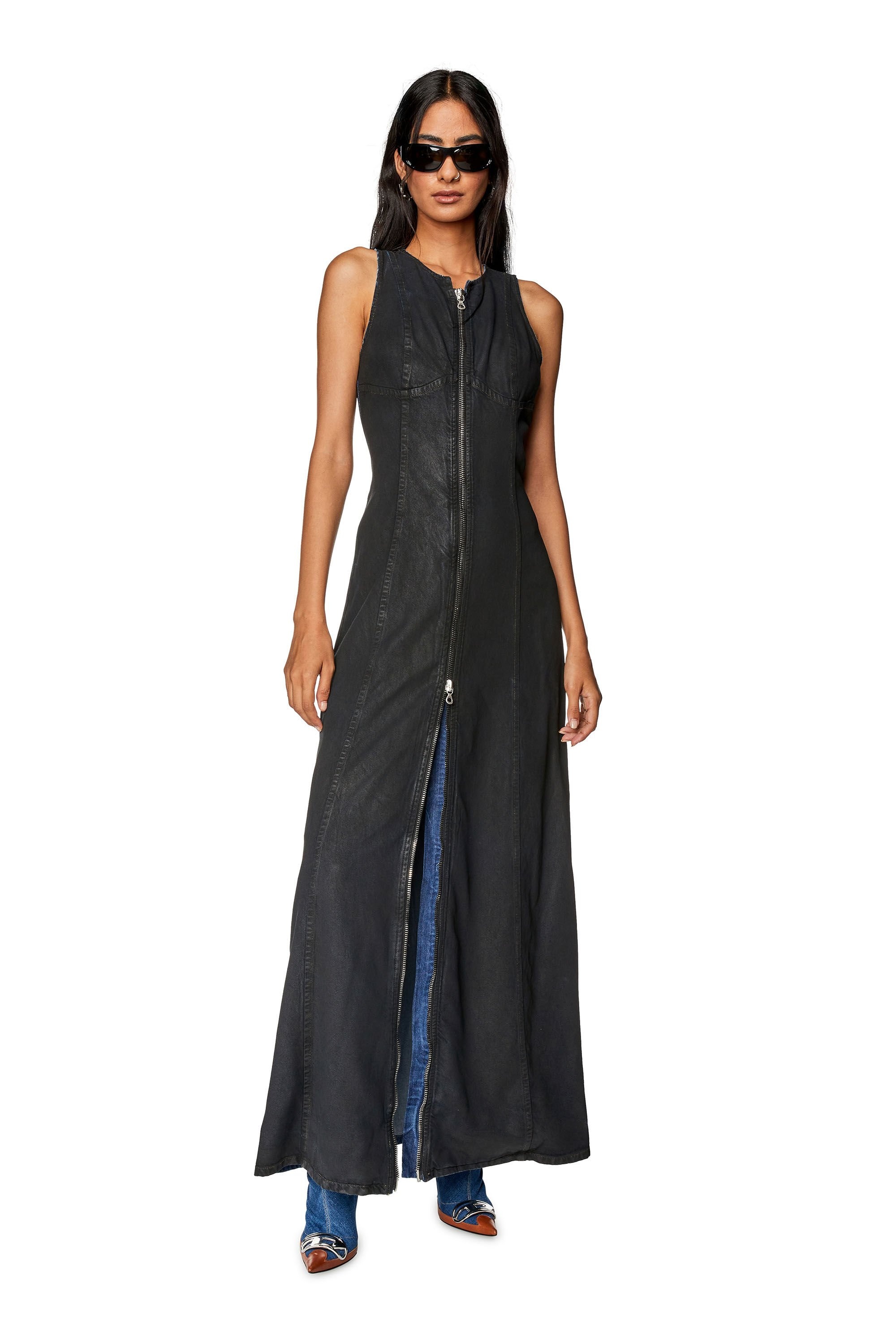 可愛い☆【DIESEL】DE-LU-S zip-up denim maxi dress 関/送込み Diesel DE-LU-S | REVERSIBLE