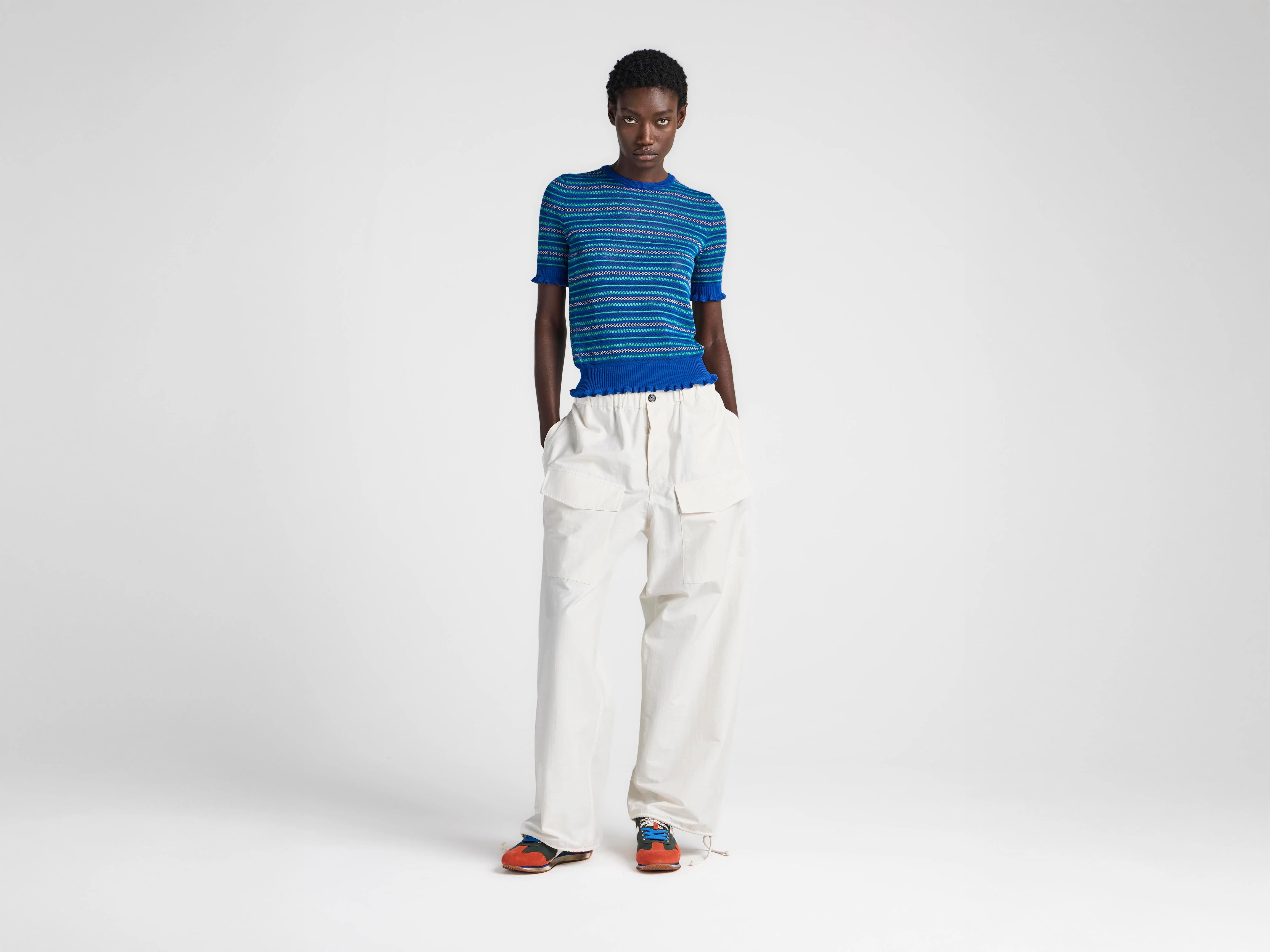 WOMENS SHEER FAIRISLE TOP IN COBALT - 1