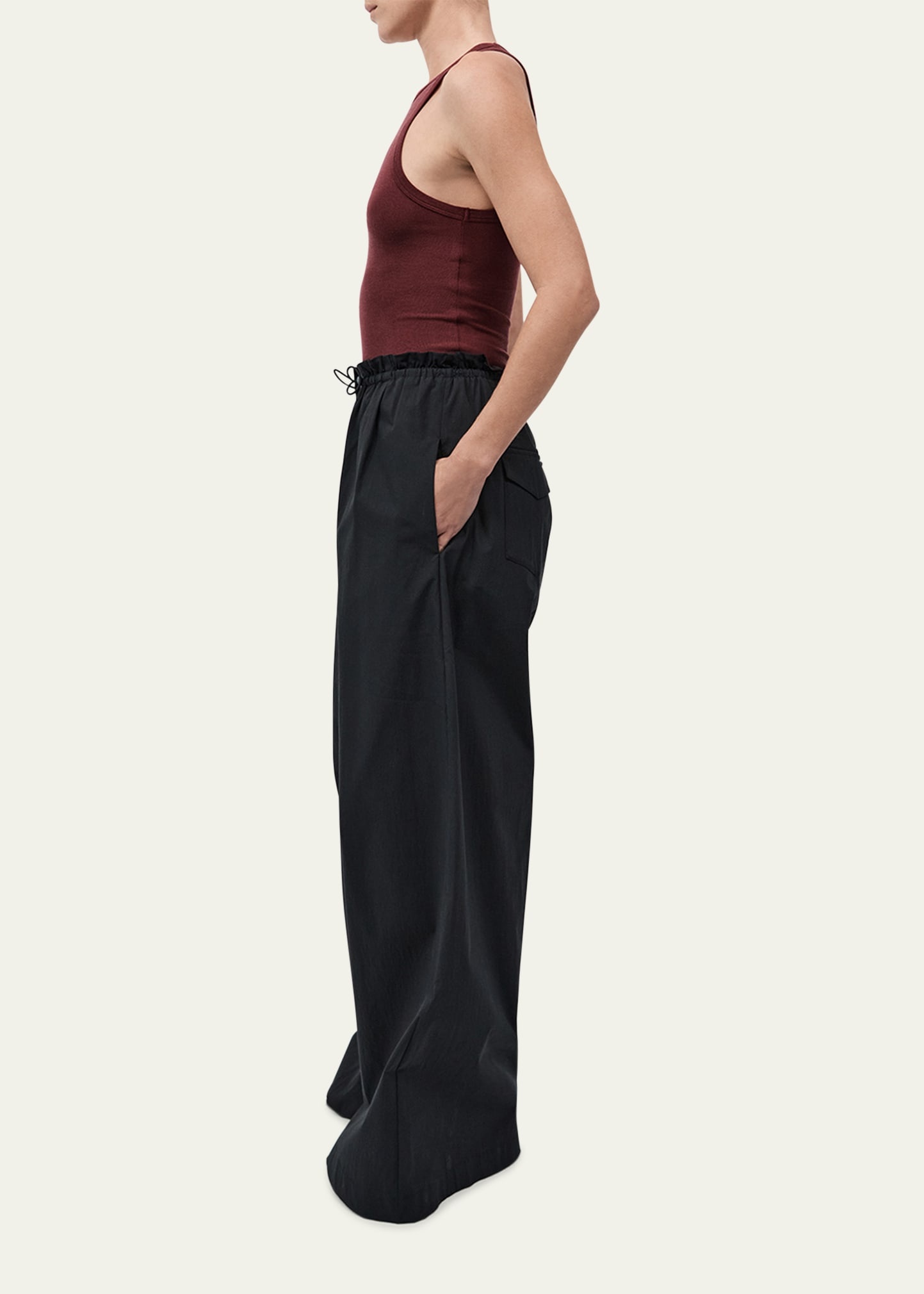 Wide-Leg Paper Bag Pants - 4