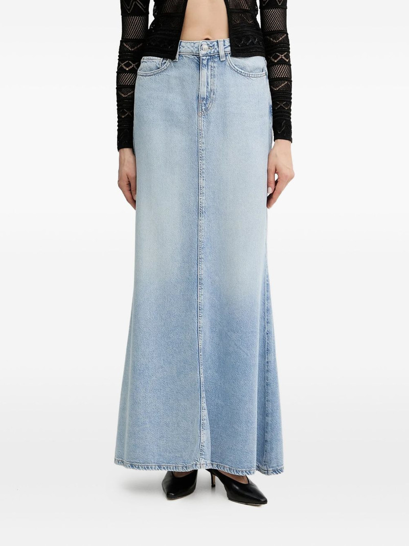 denim flare long high-waisted skirt 1