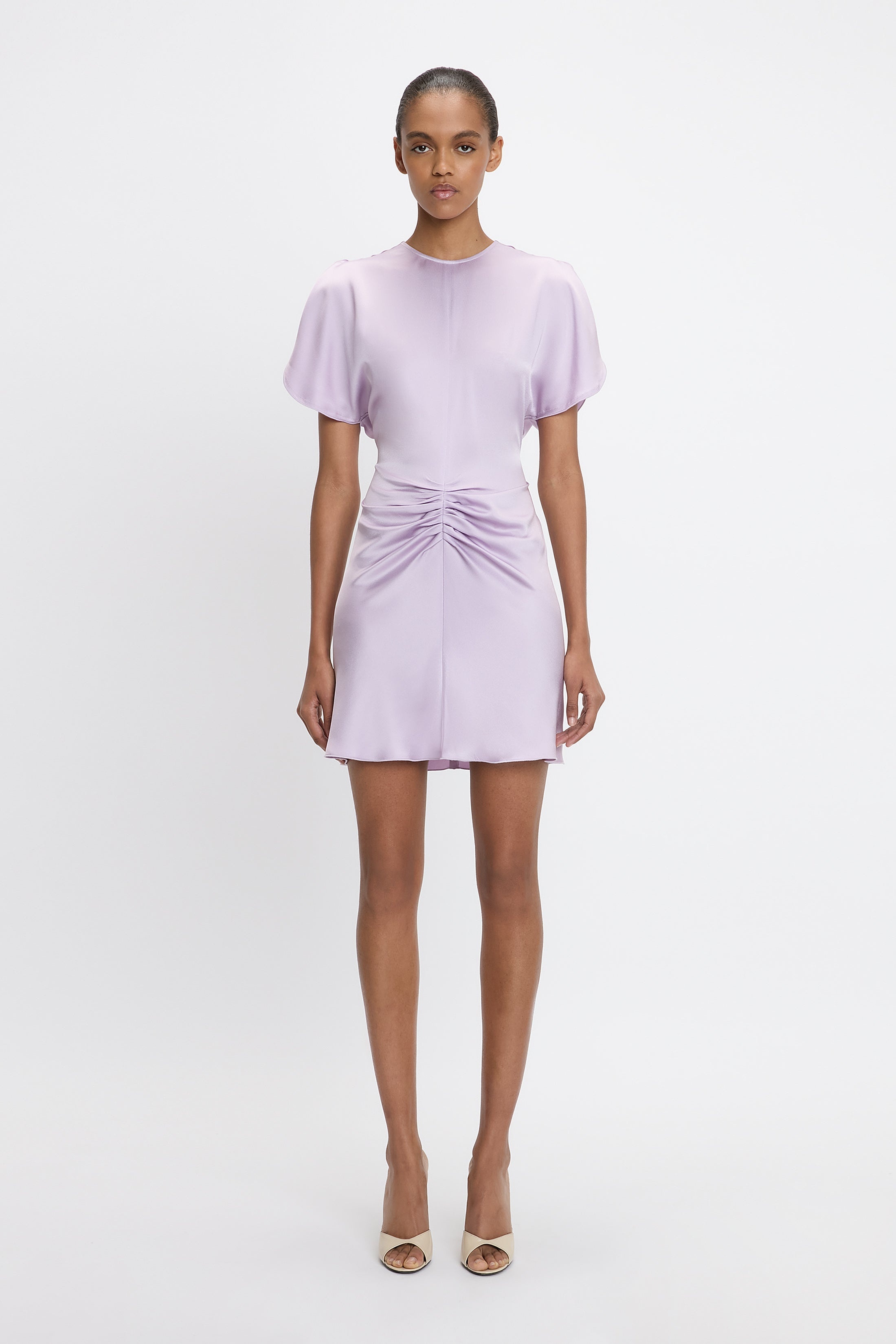 Gathered Waist Mini Dress In Petunia - 2