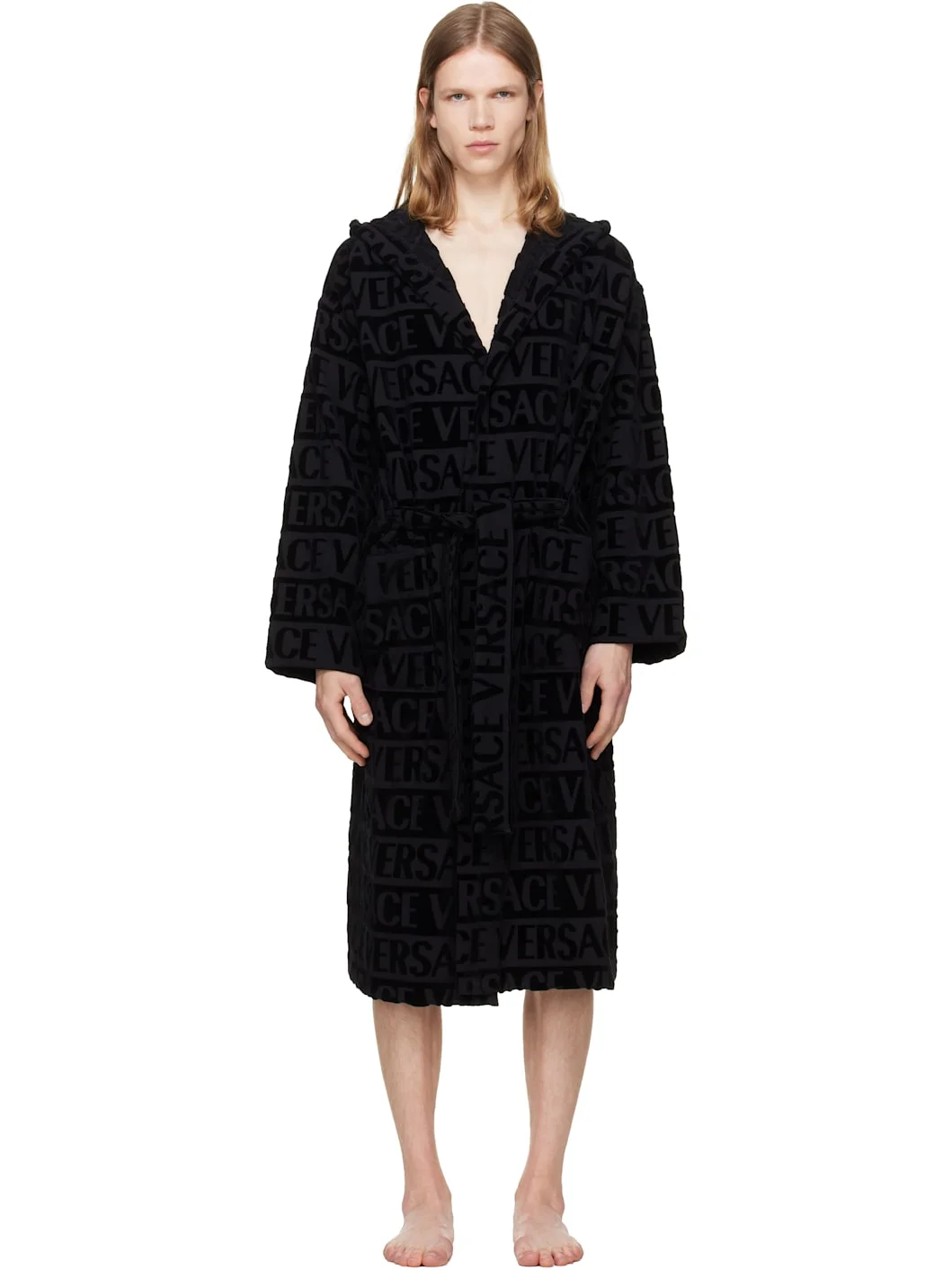 Black 'Versace Allover' Bathrobe - 1