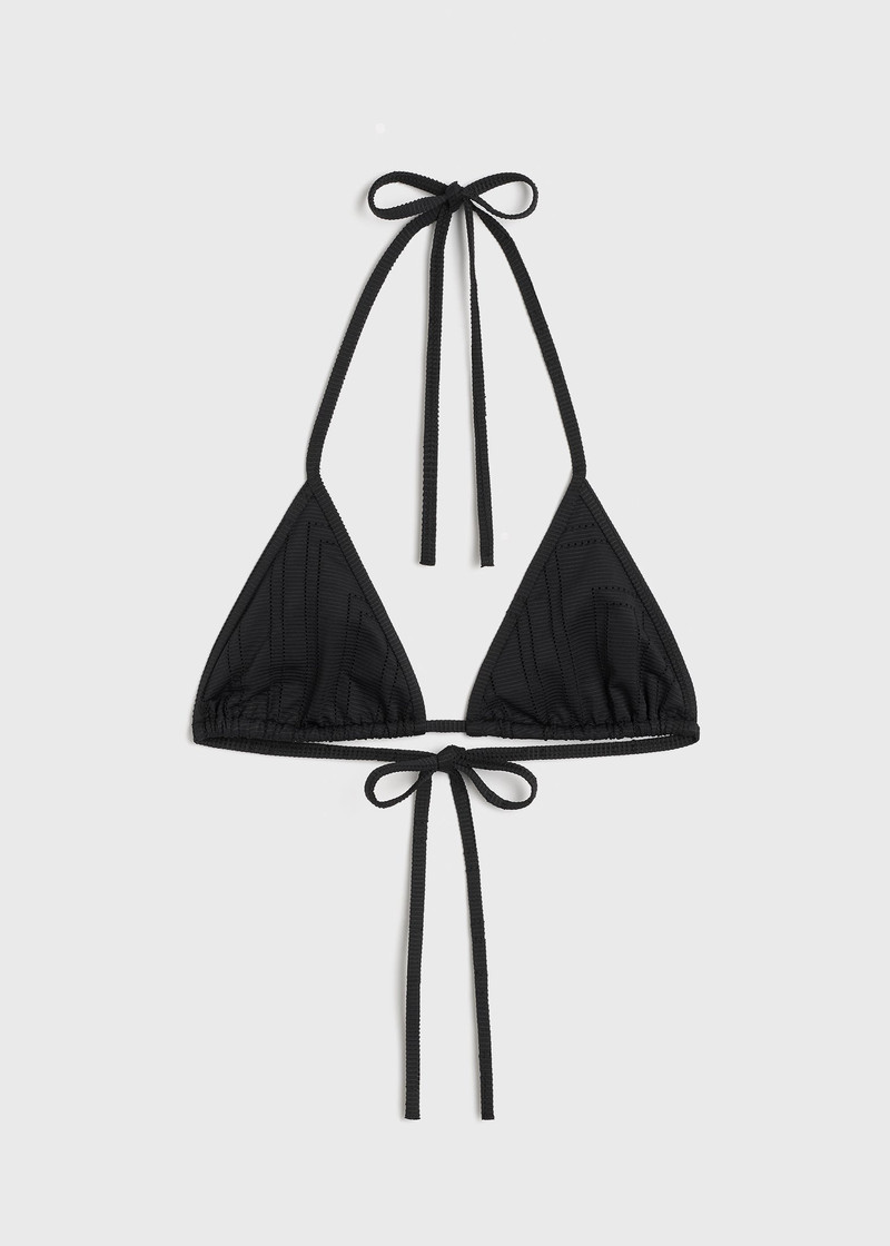 TOTEME Monogram pointelle bikini top black outlook