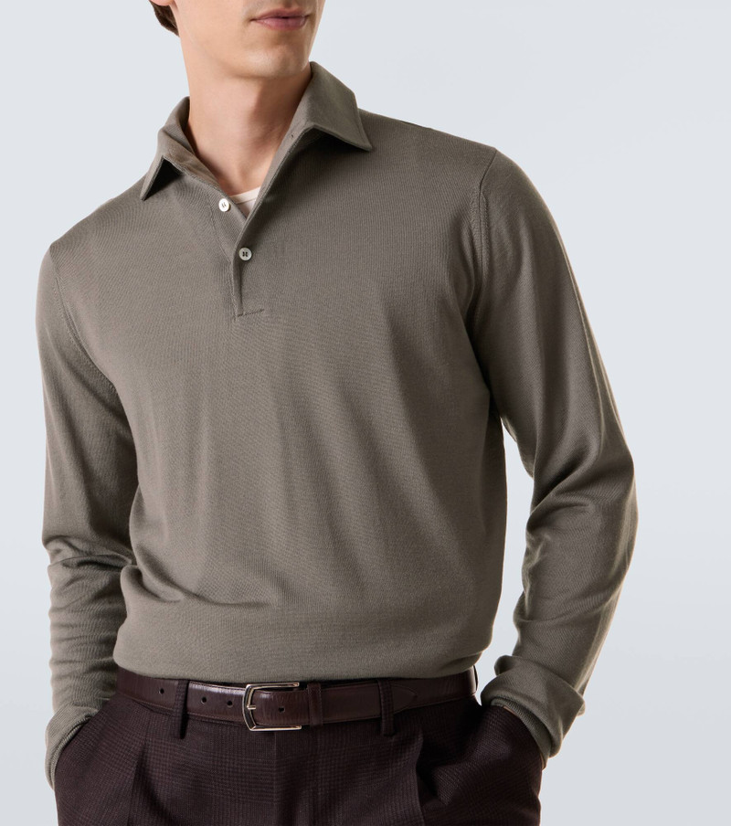 Ribbed-knit virgin wool polo shirt 5