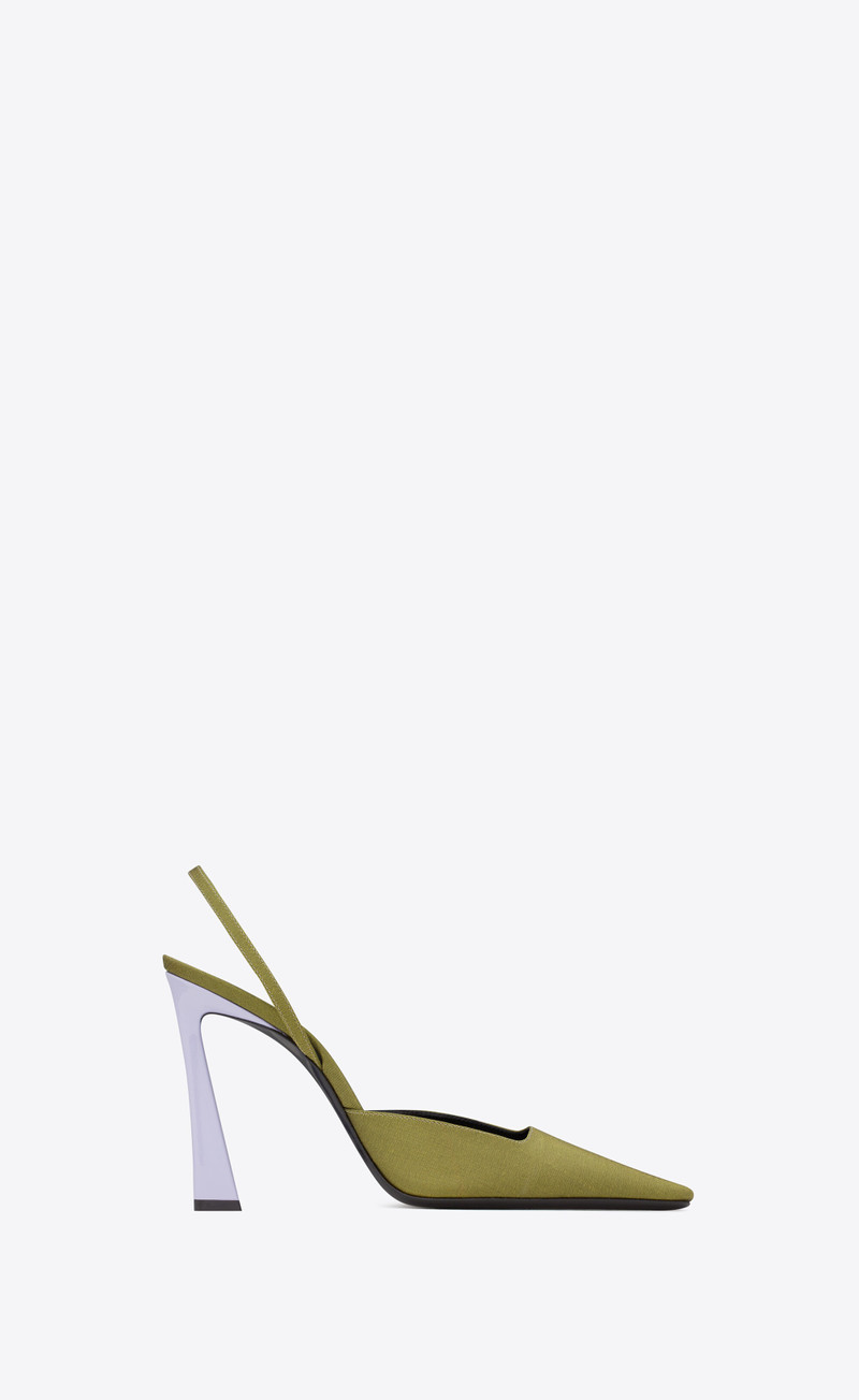 blade slingback pumps in shantung and patent leather - 1
