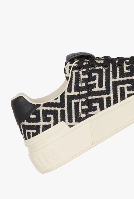 Ivory and black monogram jacquard B-Court sneakers - 6