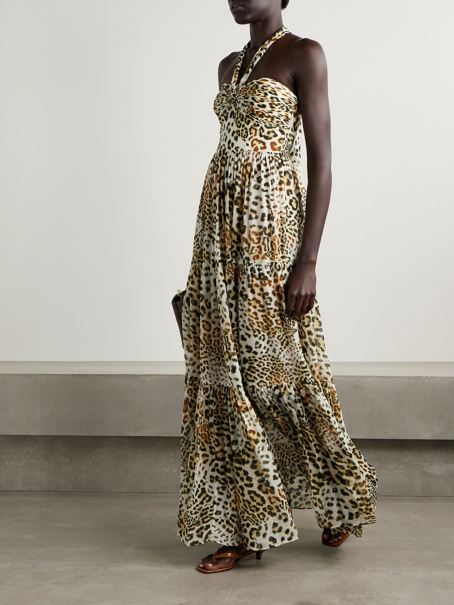 Piana leopard-print silk-chiffon halterneck maxi dress Multi - 2