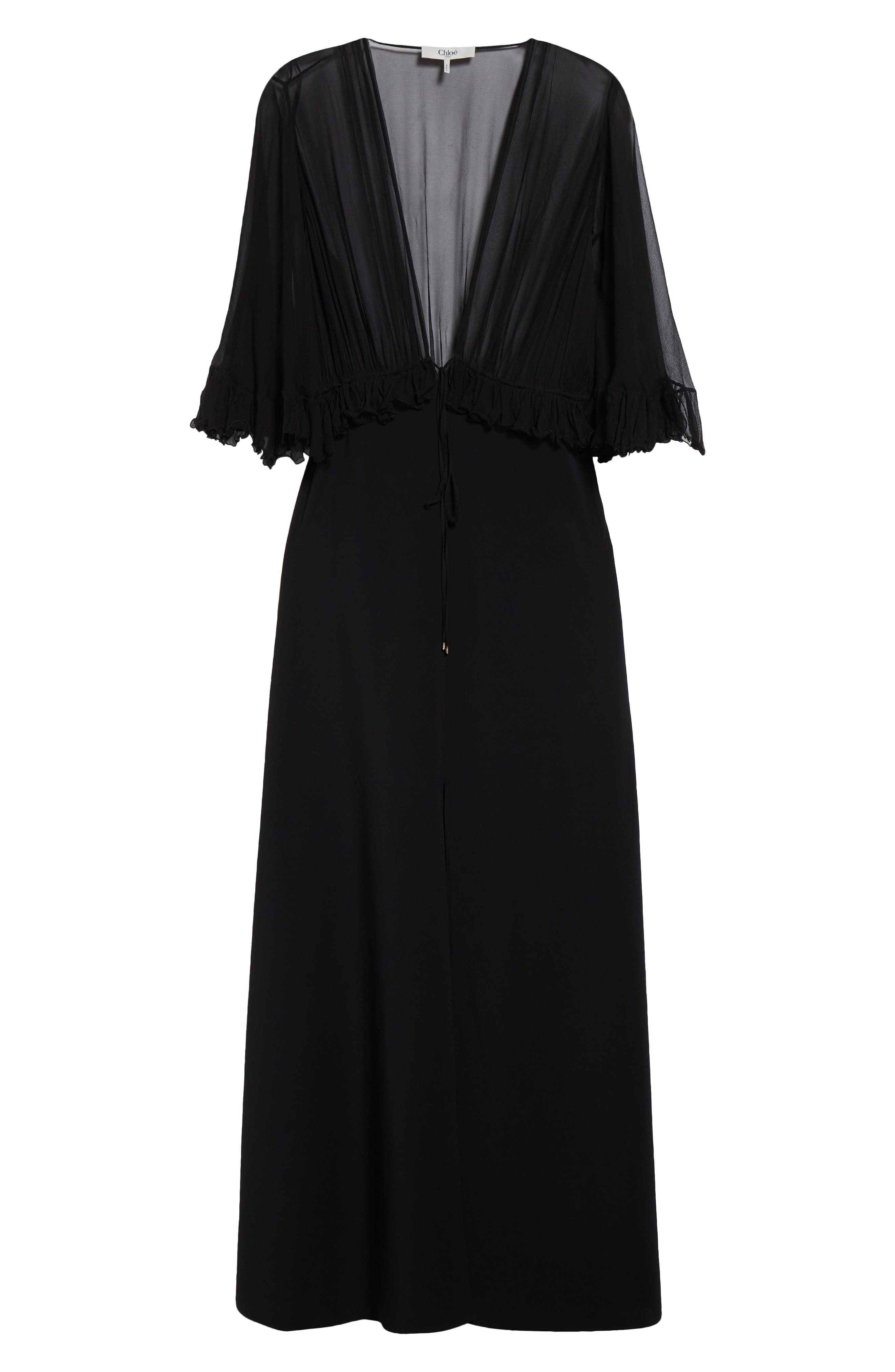 Chloé Semisheer Silk Georgette Dress in Black at Nordstrom - 5