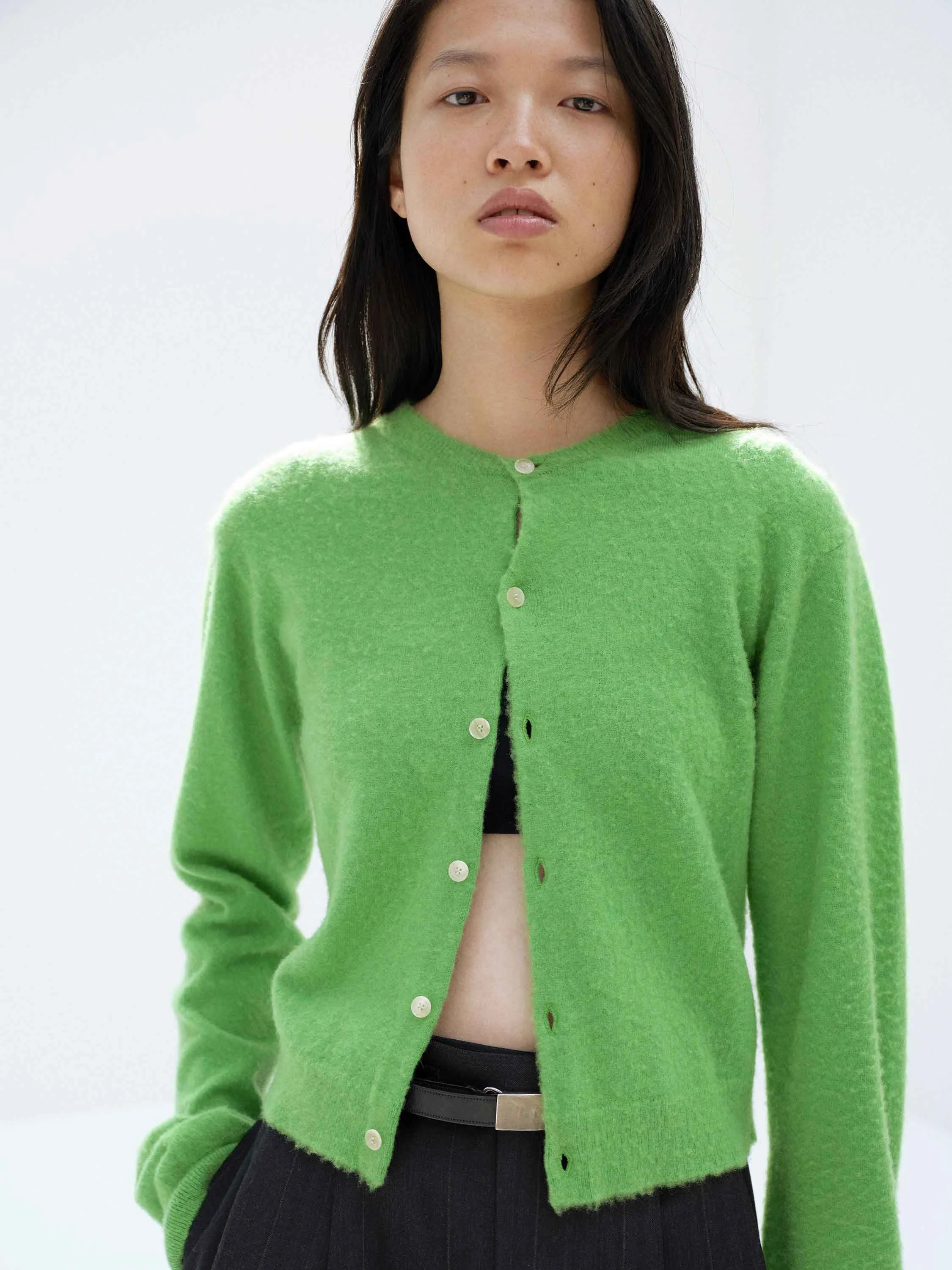 AURALEE BRUSHED CASHMERE COTTON KNIT CARDIGAN - A26SC03CC#6006