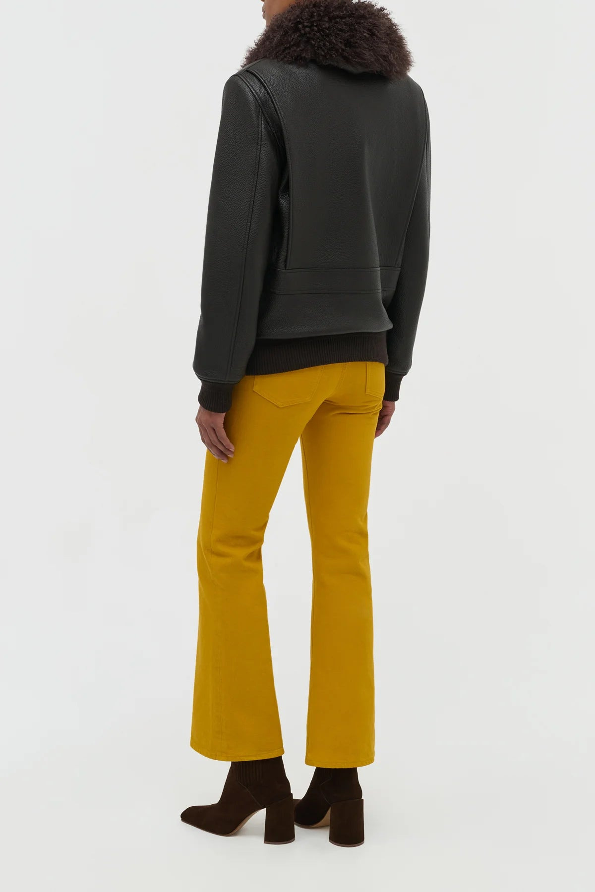 Grant Jacket in Ebony Textured Leather and Shearling - 5
