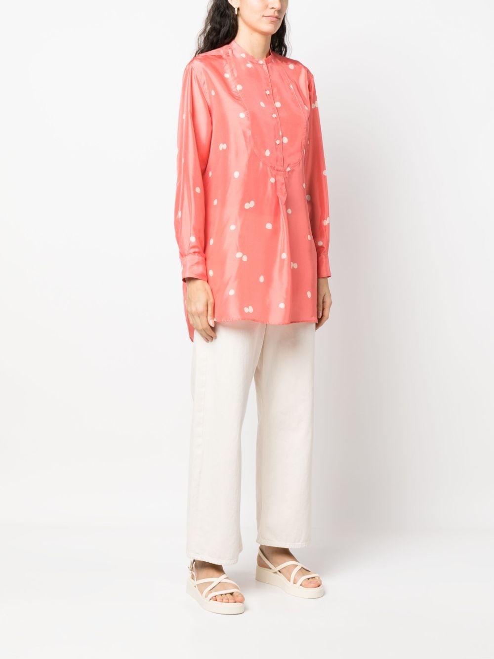 polka dot-print silk tunic - 3