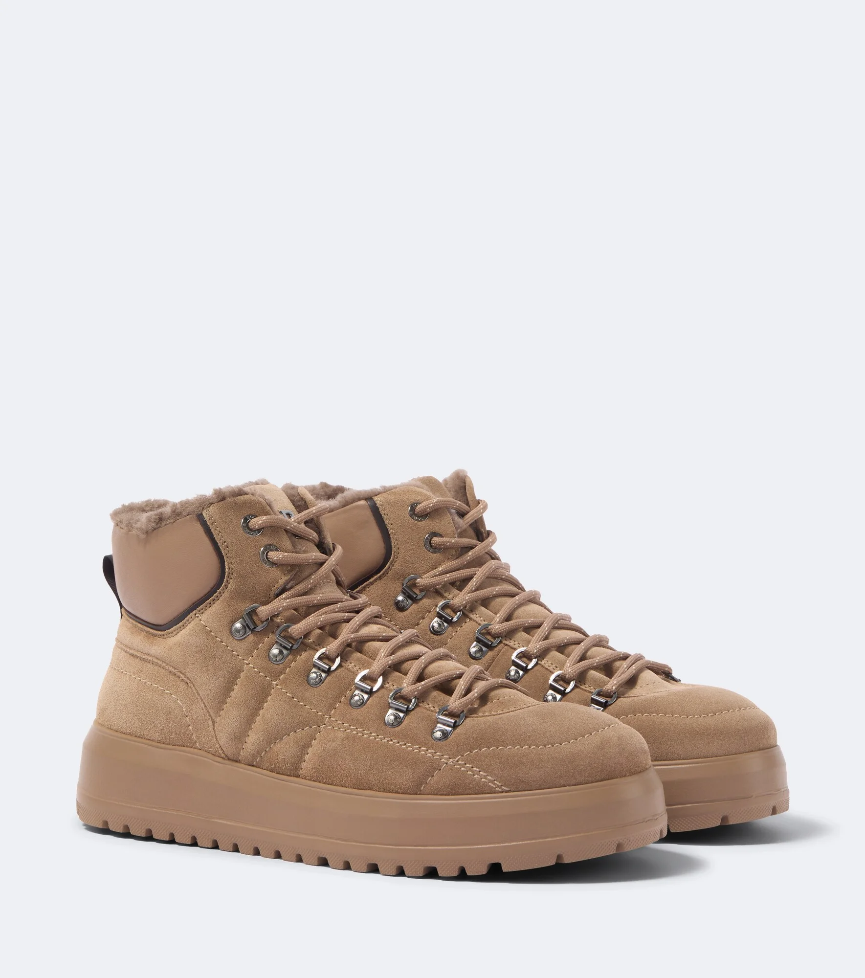 Antwerp shearling-lined suede lace-up boots - 1