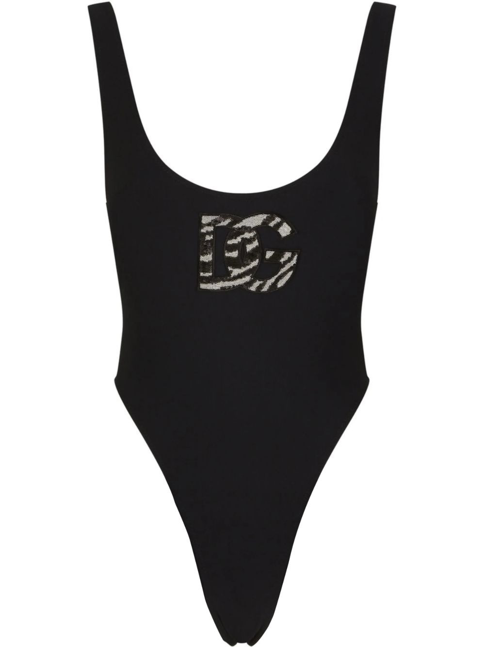 cut-out logo swimsuit - 1
