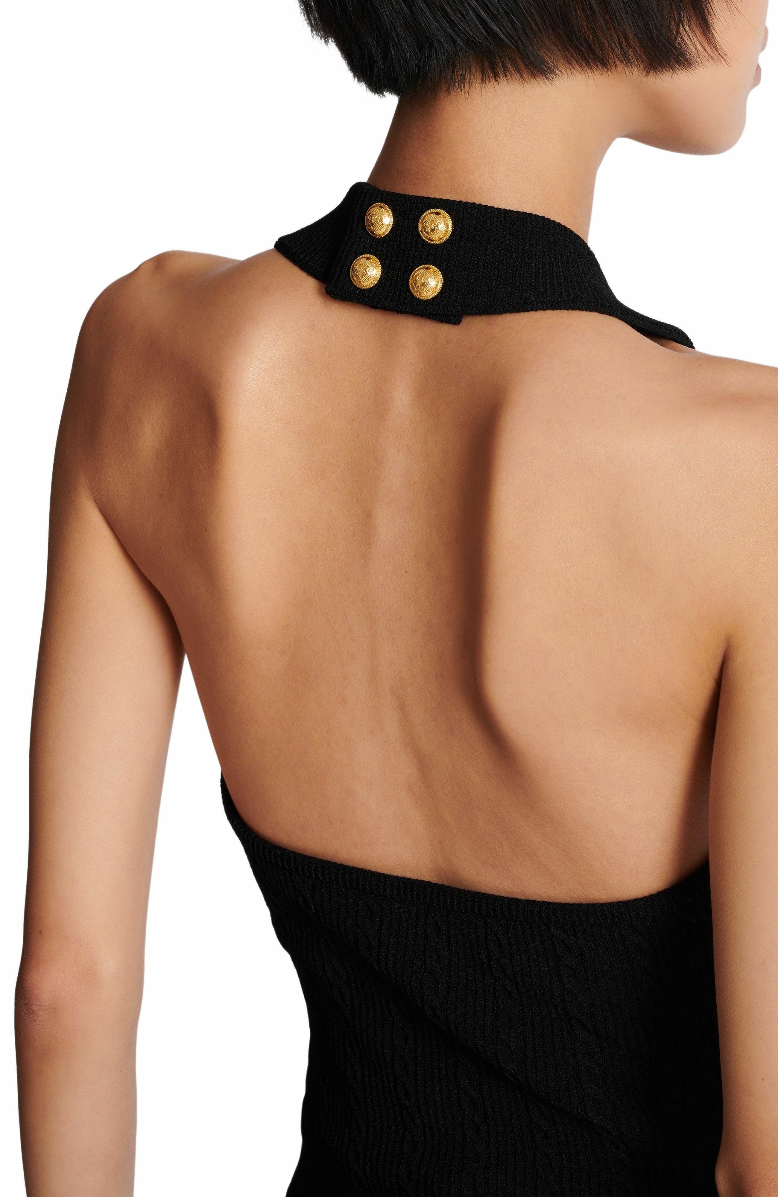 Balmain Cable-knit halterneck top in Black at Nordstrom - 5
