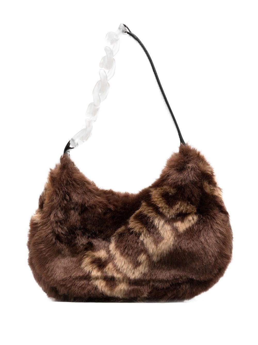 logo-print faux-fur shoulder bag - 1