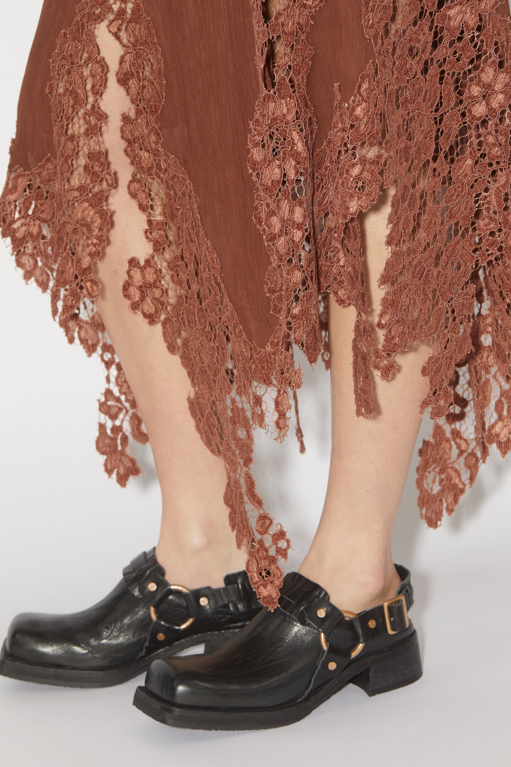 Midi lace skirt - Rust brown - 5