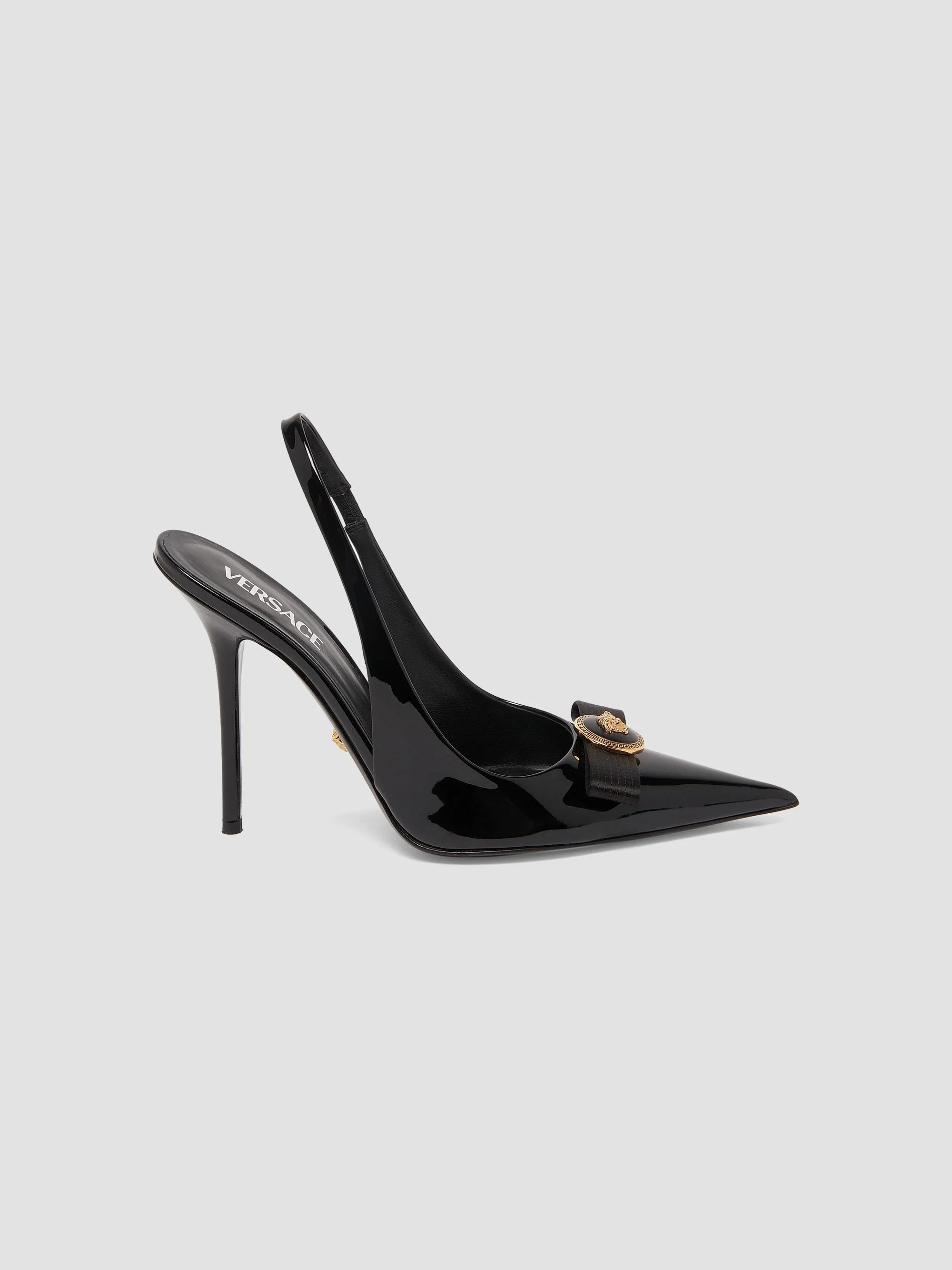 Women's 110MM Patent Leather Slingback Pumps - Black - 1