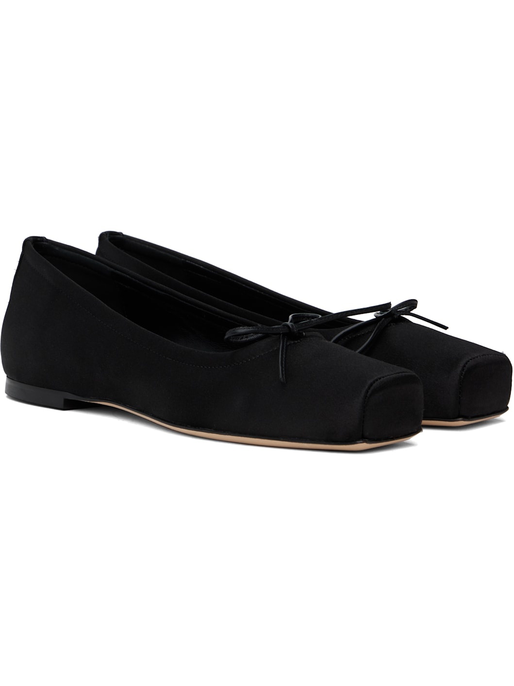 Black Gabriella Satin Ballerina Flats - 4