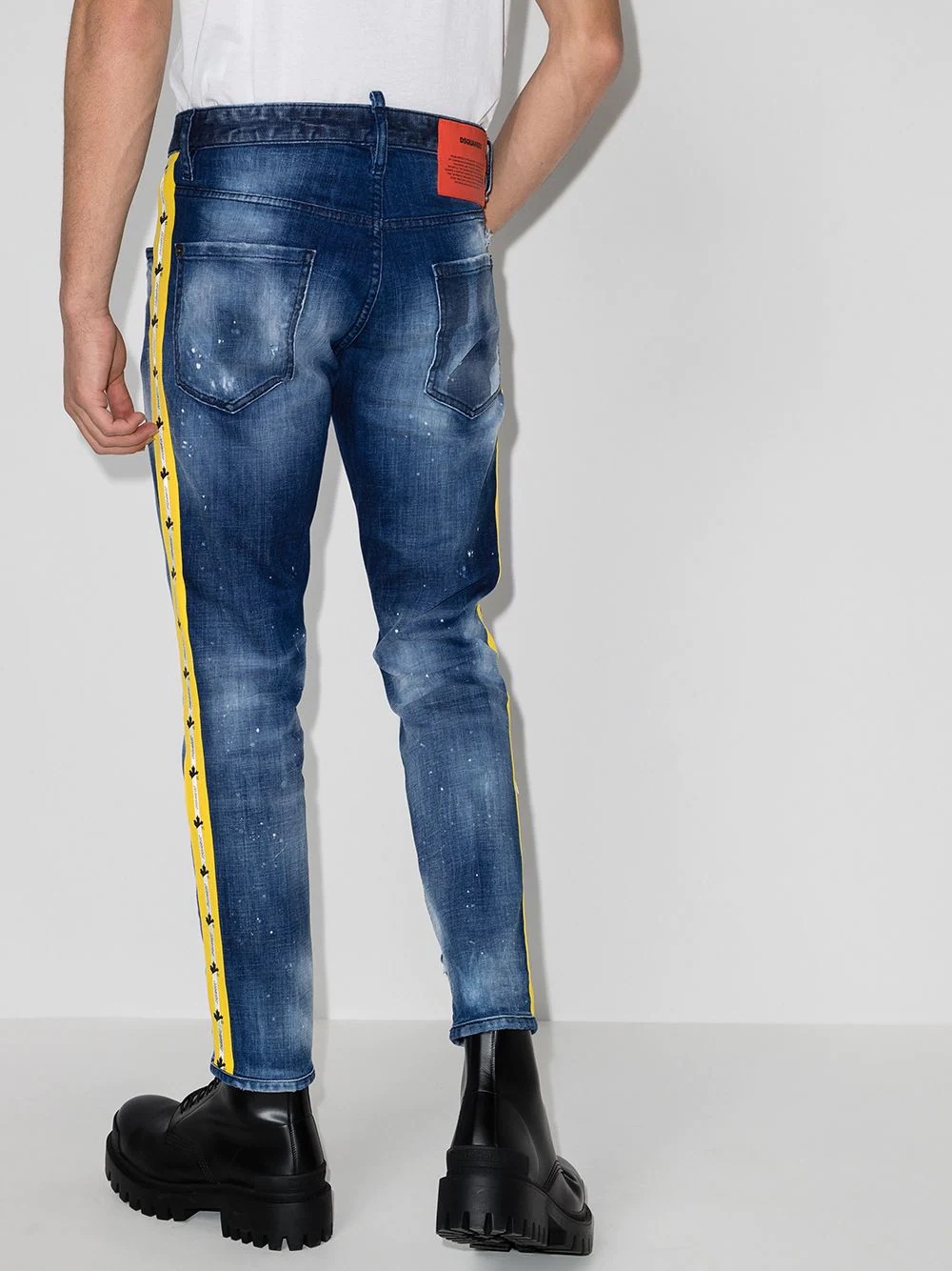 Skater logo-tape slim jeans - 3