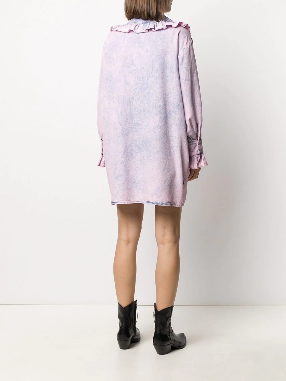 ruffled bleached denim dress - 4