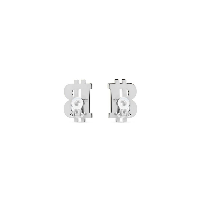 BALENCIAGA Women's B-coin Earrings  in Silver outlook