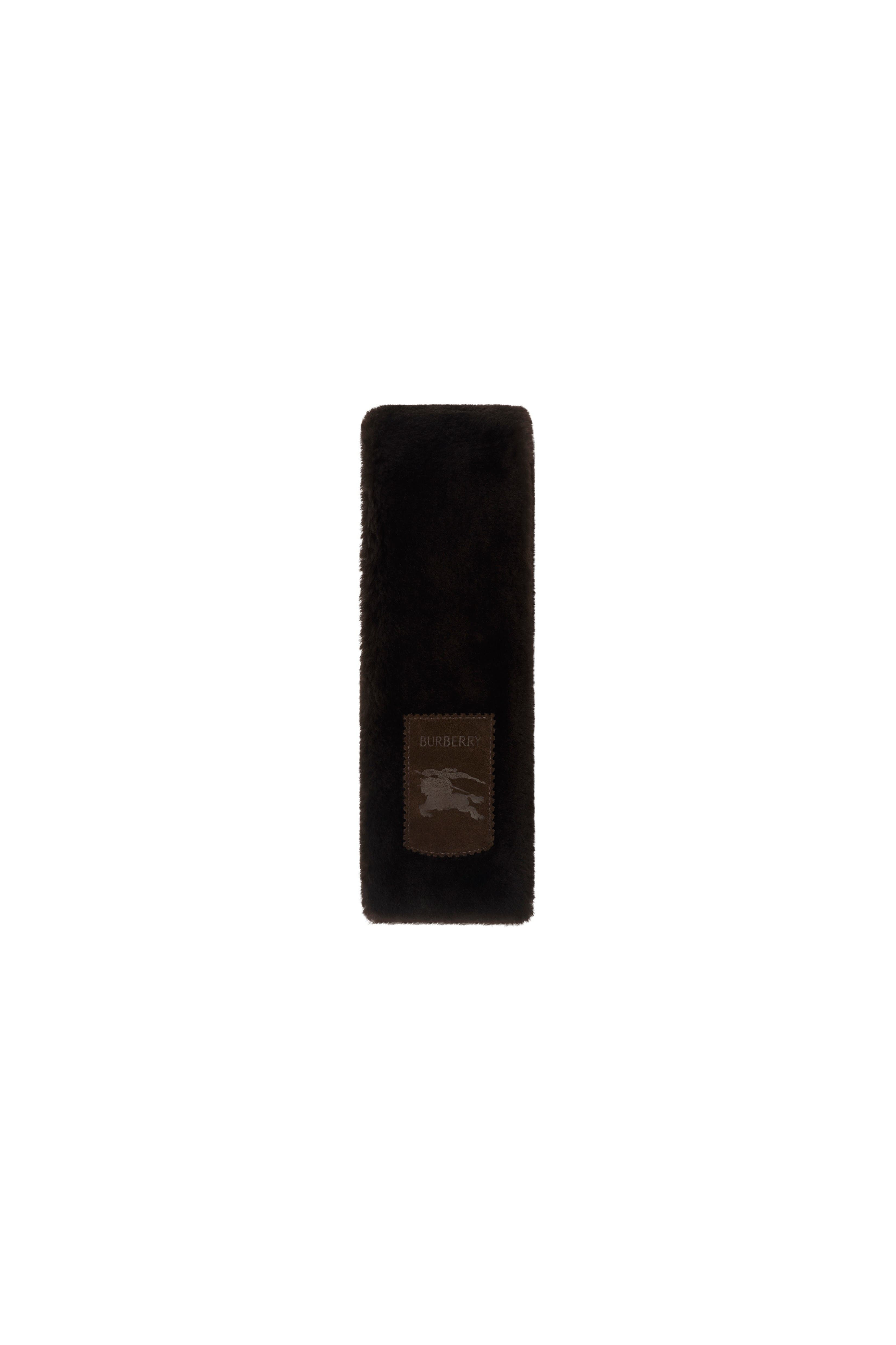 burberry Narrow Label Shearling Scarf in Dark Brown at Nordstrom - 2