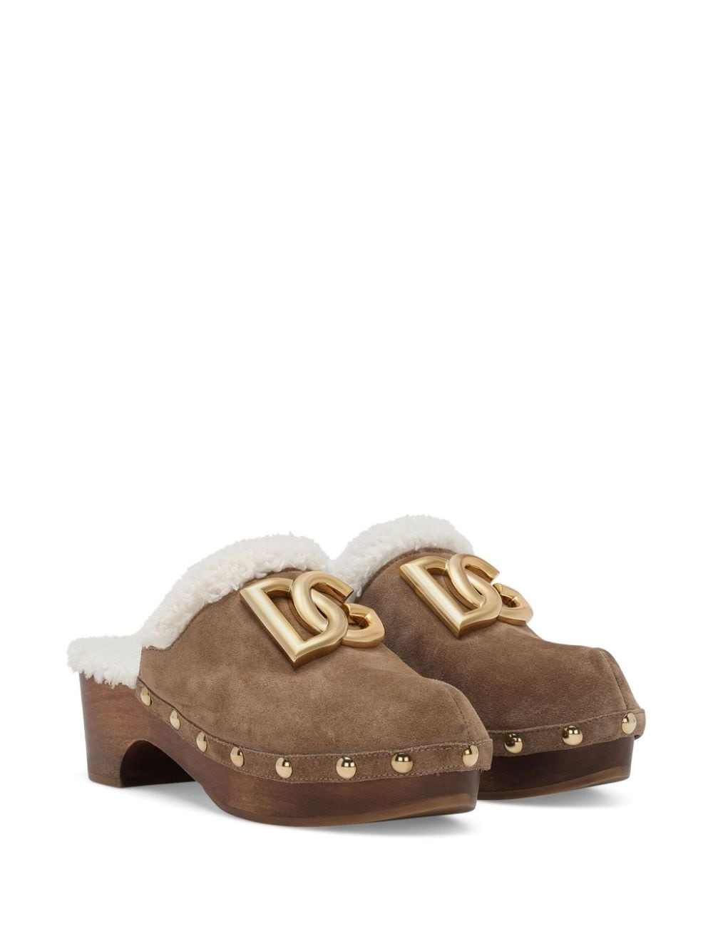 logo-plaque suede clogs - 2