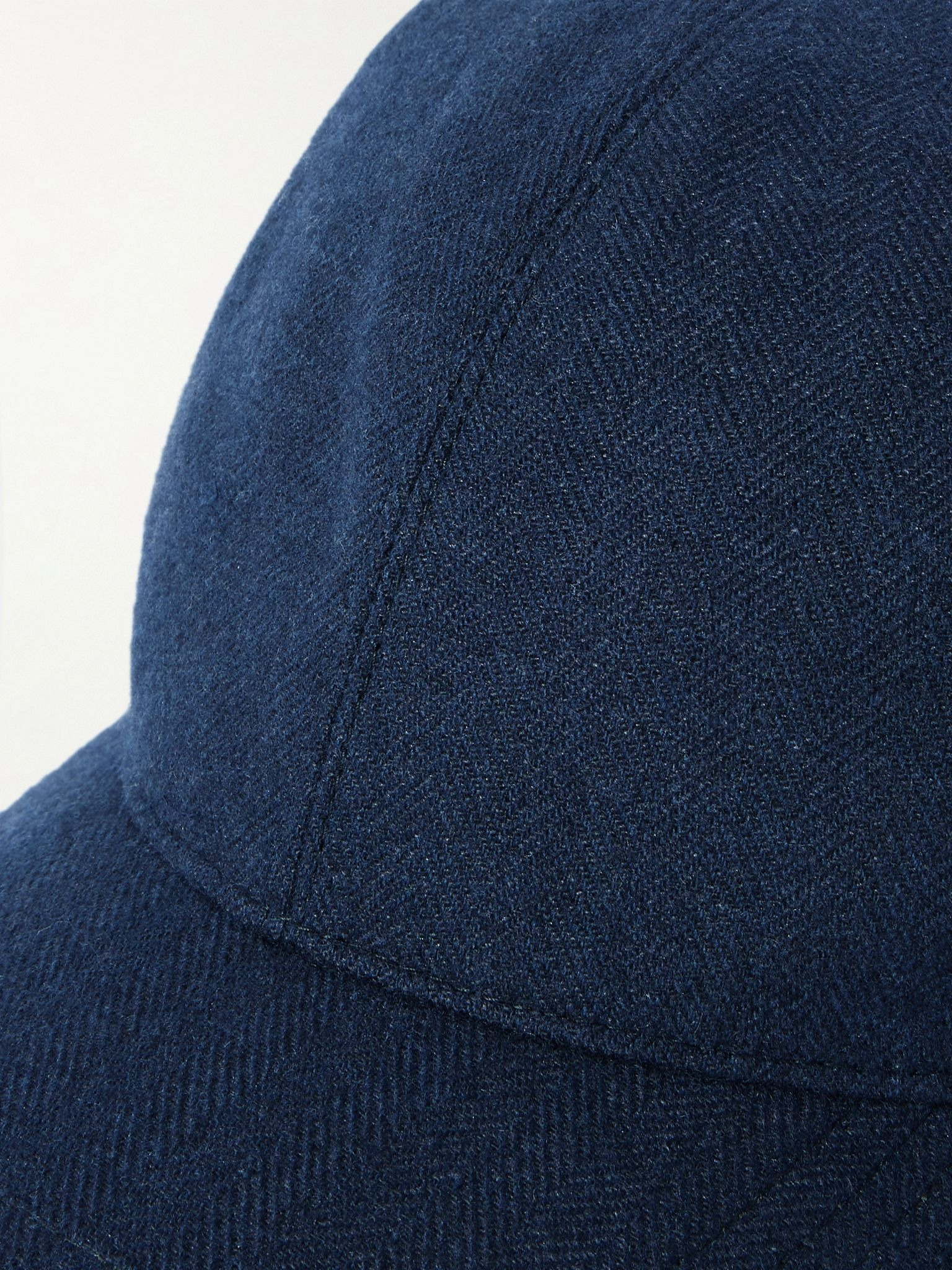 Herringbone Wool, Silk and Cashmere-Blend Baseball Cap Blue - 4