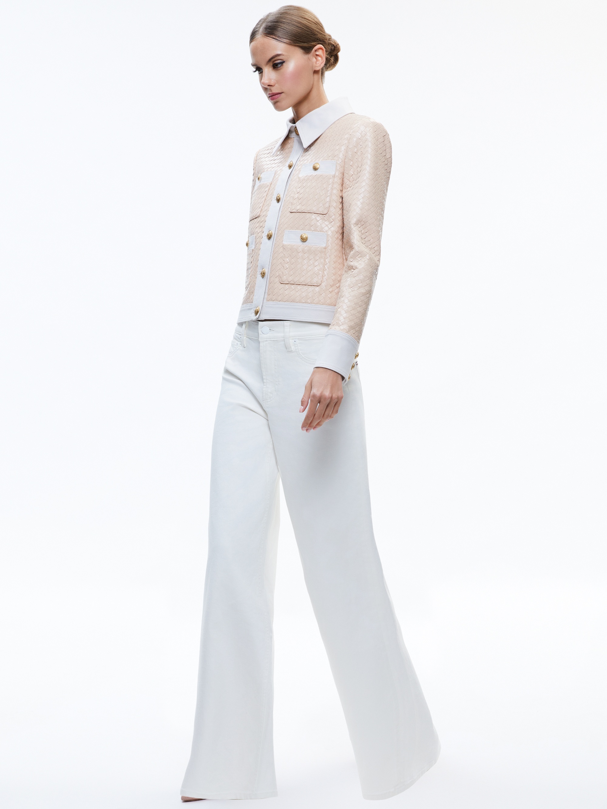 KINLEY WOVEN VEGAN LEATHER JACKET - 6