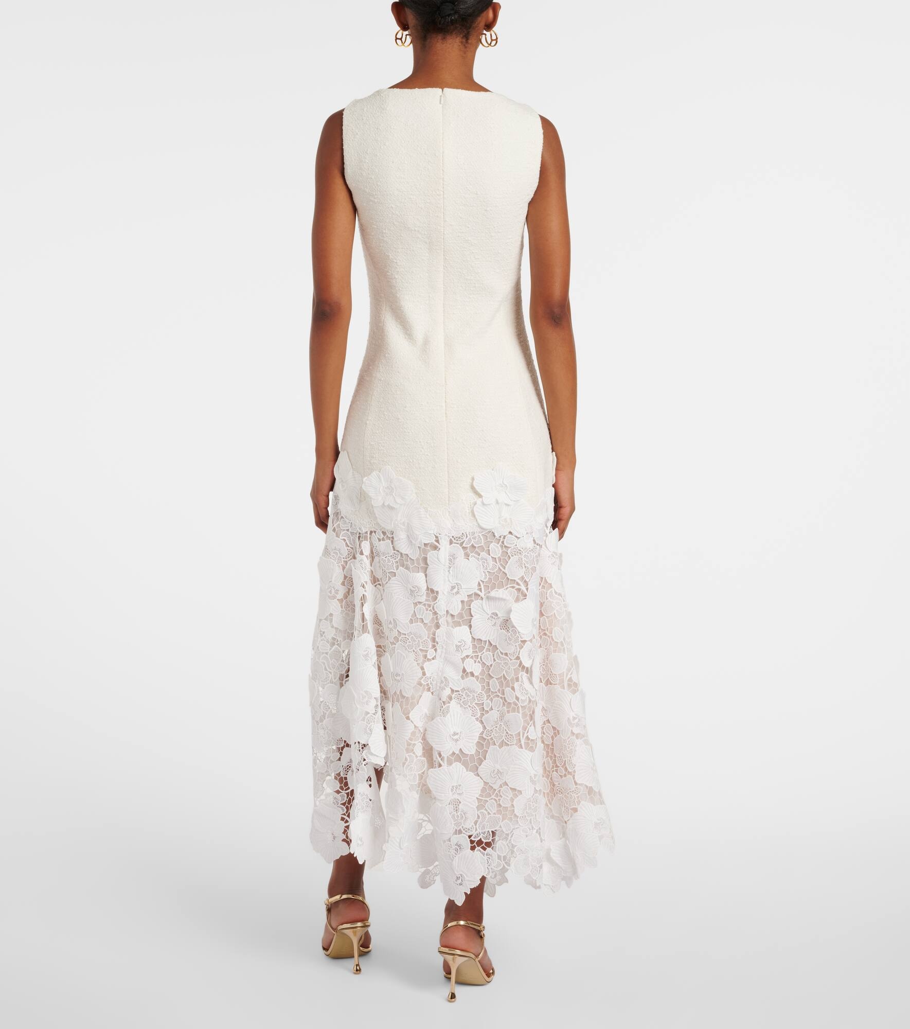 Tweed and guipure midi dress - 3